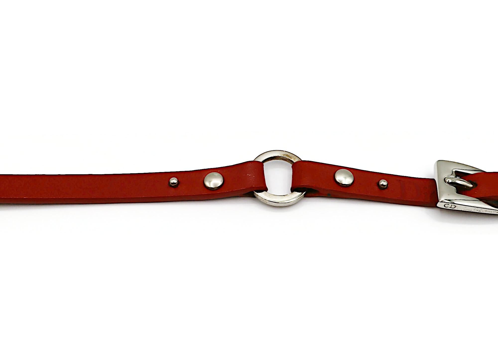 CHRISTIAN DIOR by JOHN GALLIANO Vintage Red Leather Choker Necklace For Sale 1