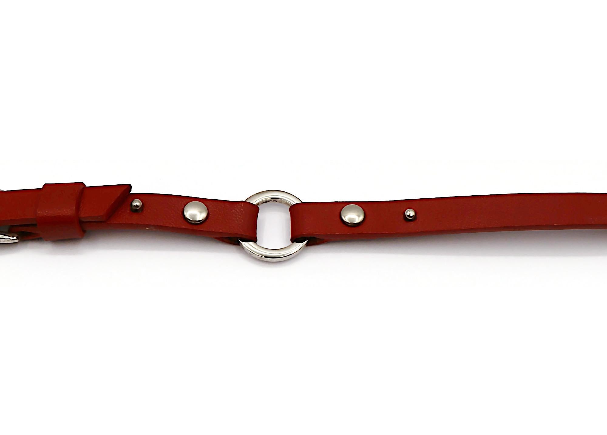 CHRISTIAN DIOR by JOHN GALLIANO Vintage Red Leather Choker Necklace For Sale 3