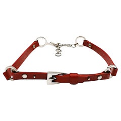 CHRISTIAN DIOR by JOHN GALLIANO Vintage Red Leather Choker Necklace