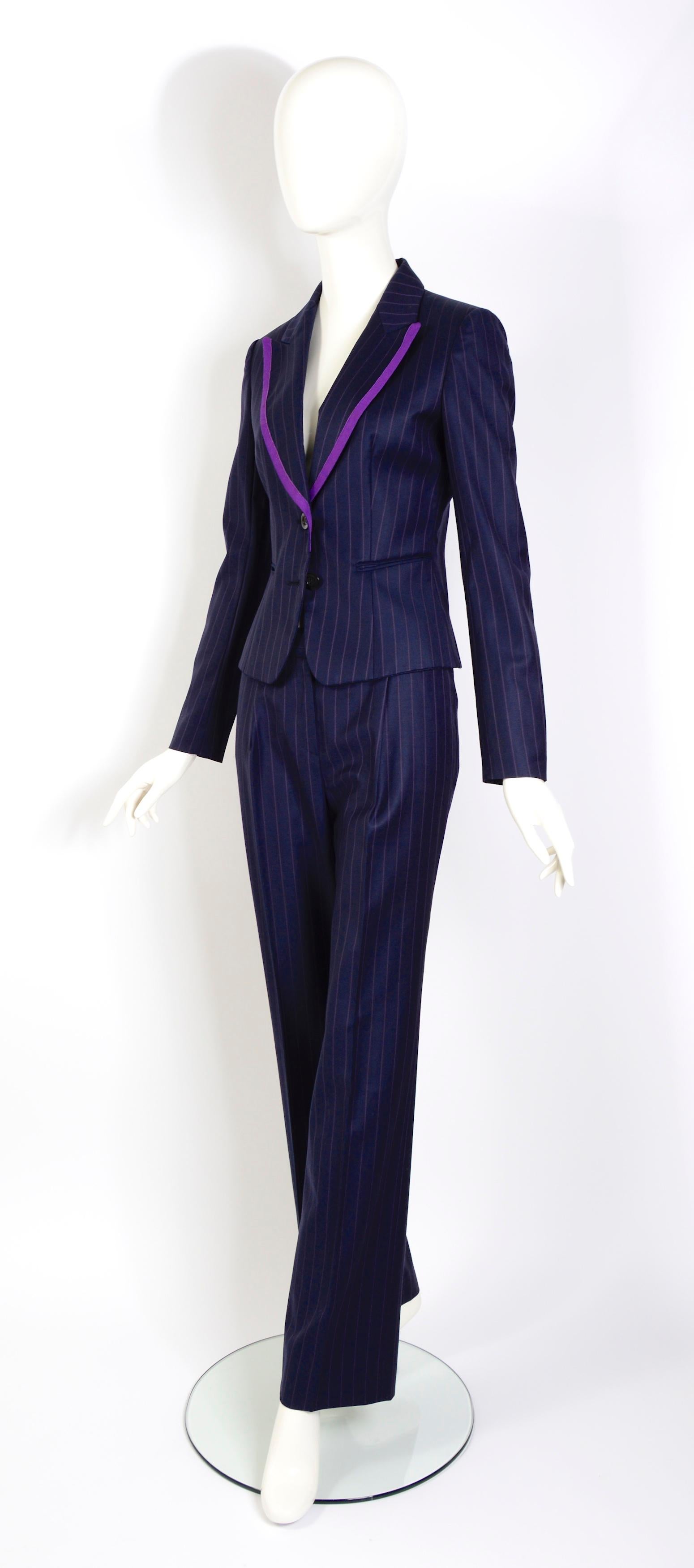 Christian Dior by John Galliano vintage S/S 2008 pin striped suit In Excellent Condition In Antwerp, BE