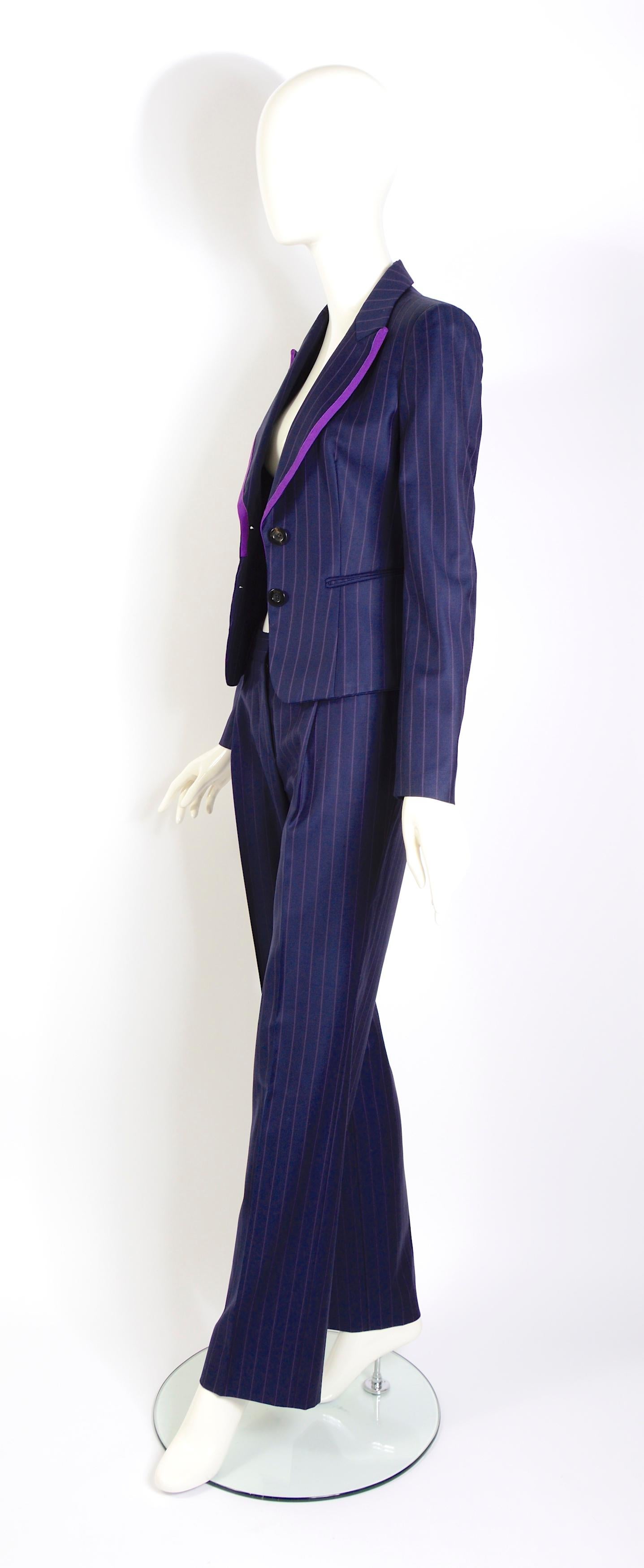 Women's Christian Dior by John Galliano vintage S/S 2008 pin striped suit