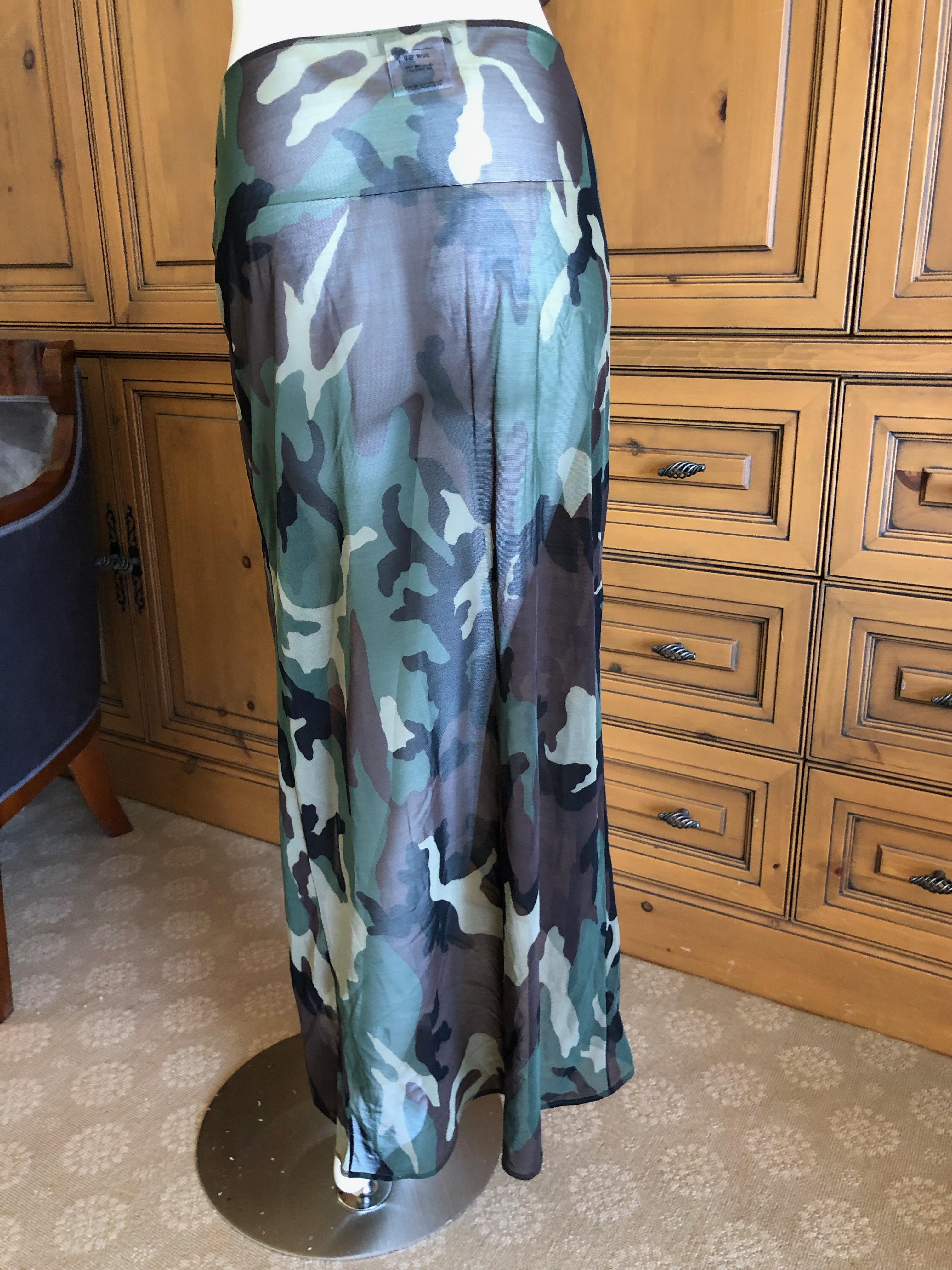 Christian Dior by John Galliano Vintage Sheer Camo Beach Wrap Skirt Pareo
 Sz 44
 Waist 29