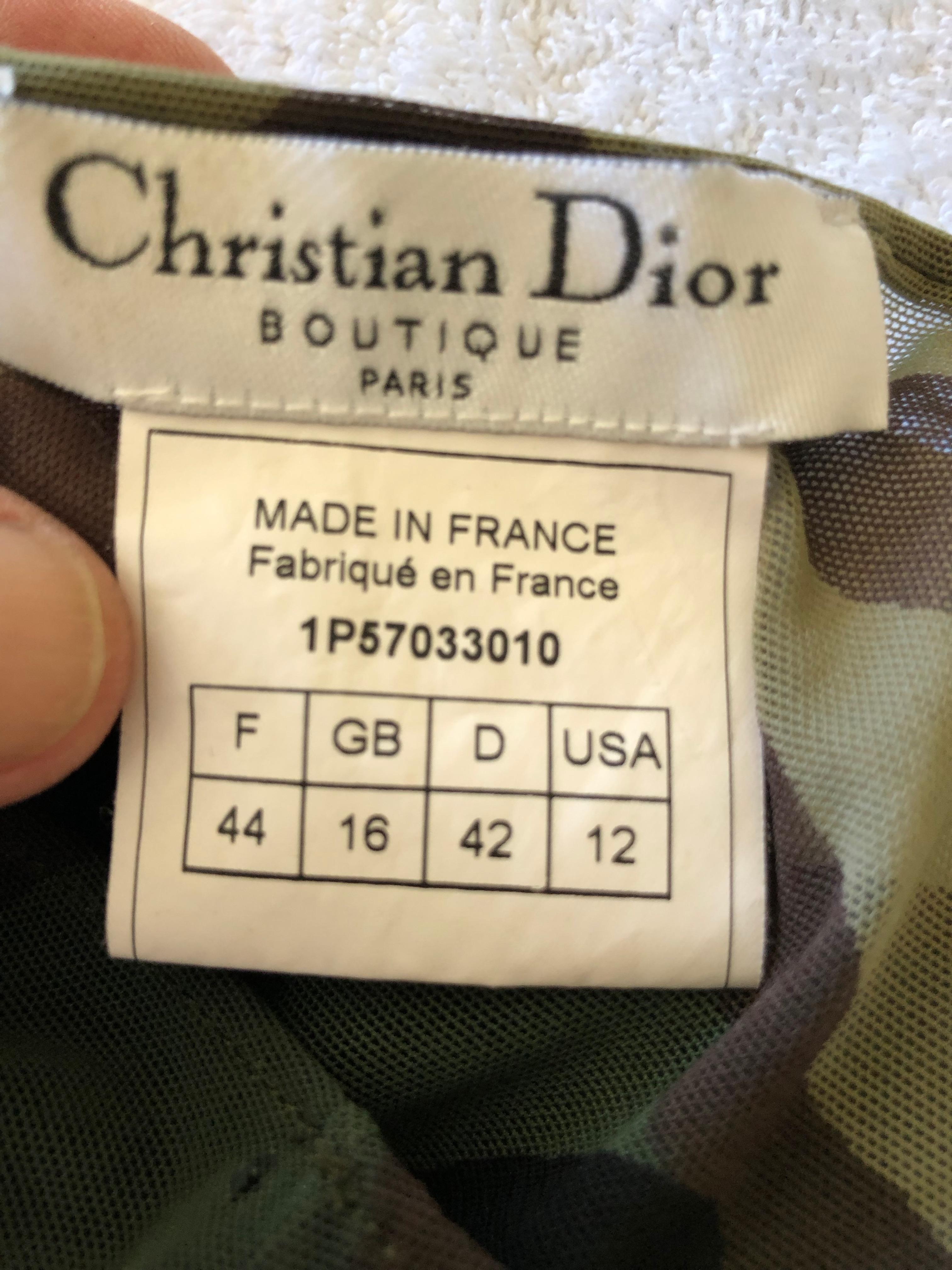 Christian Dior by John Galliano Vintage Sheer Camo Beach Wrap Skirt Pareo Sz 44 For Sale 2