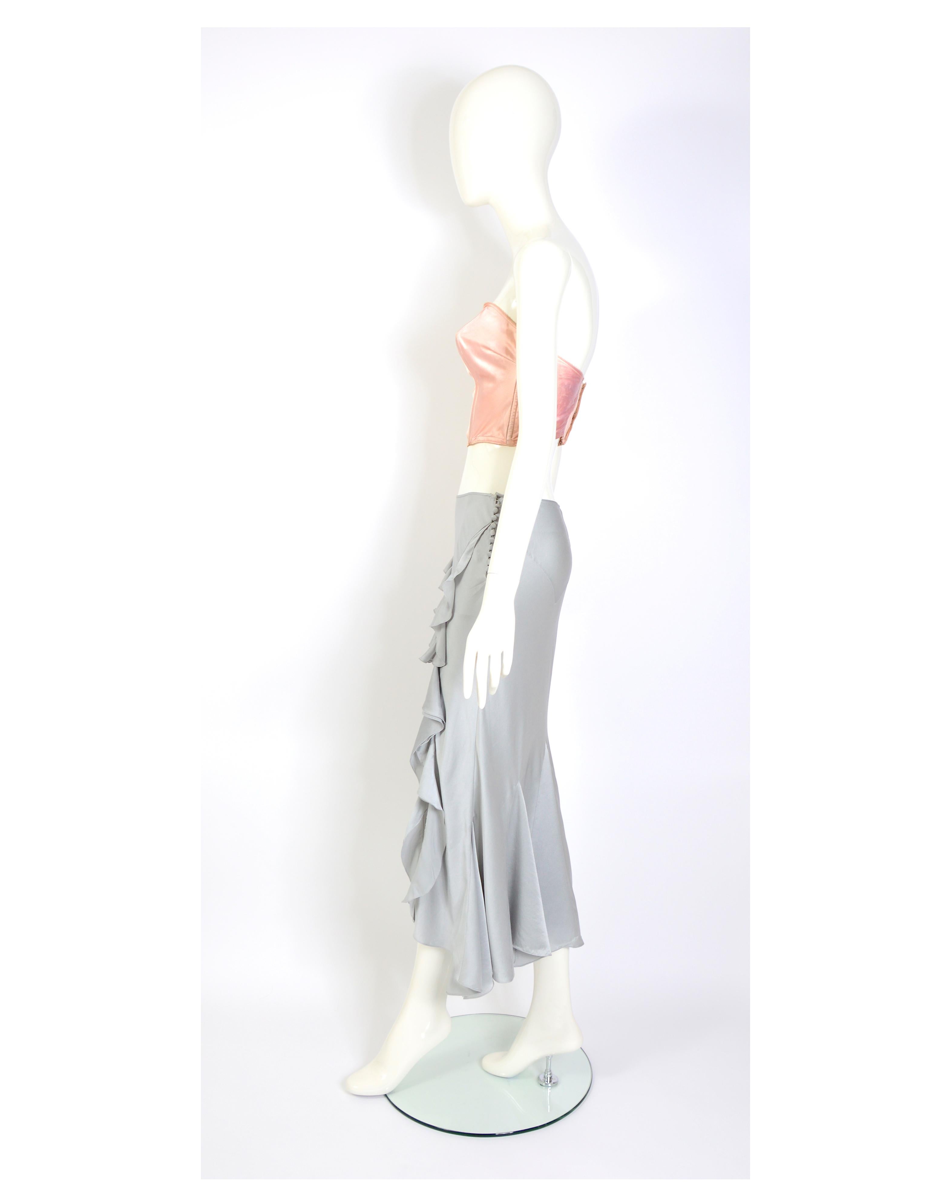 Christian Dior by John Galliano vintage silk ruffled bias cut low waist skirt   For Sale 6