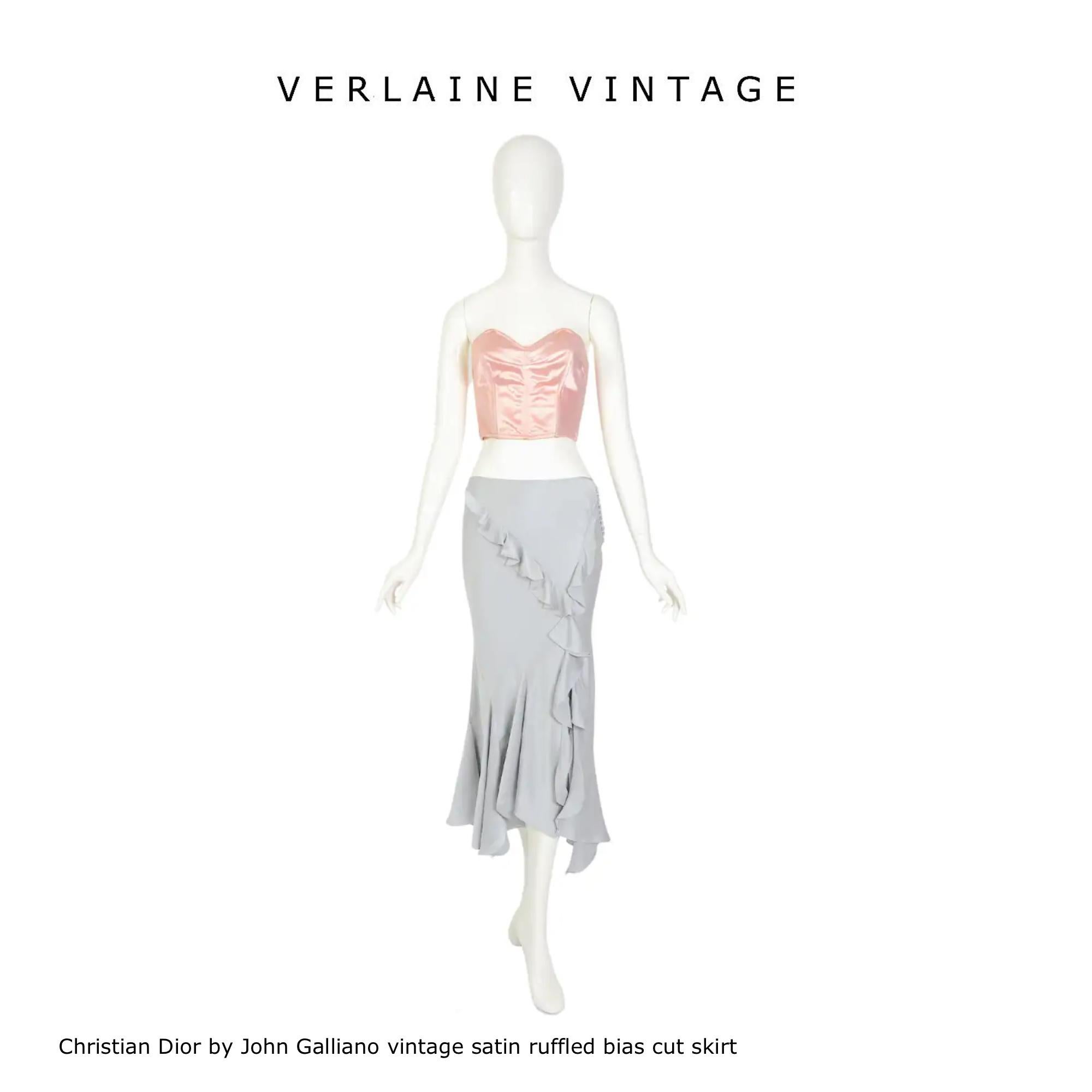 Christian Dior by John Galliano vintage silk ruffled bias cut low waist skirt   For Sale 10