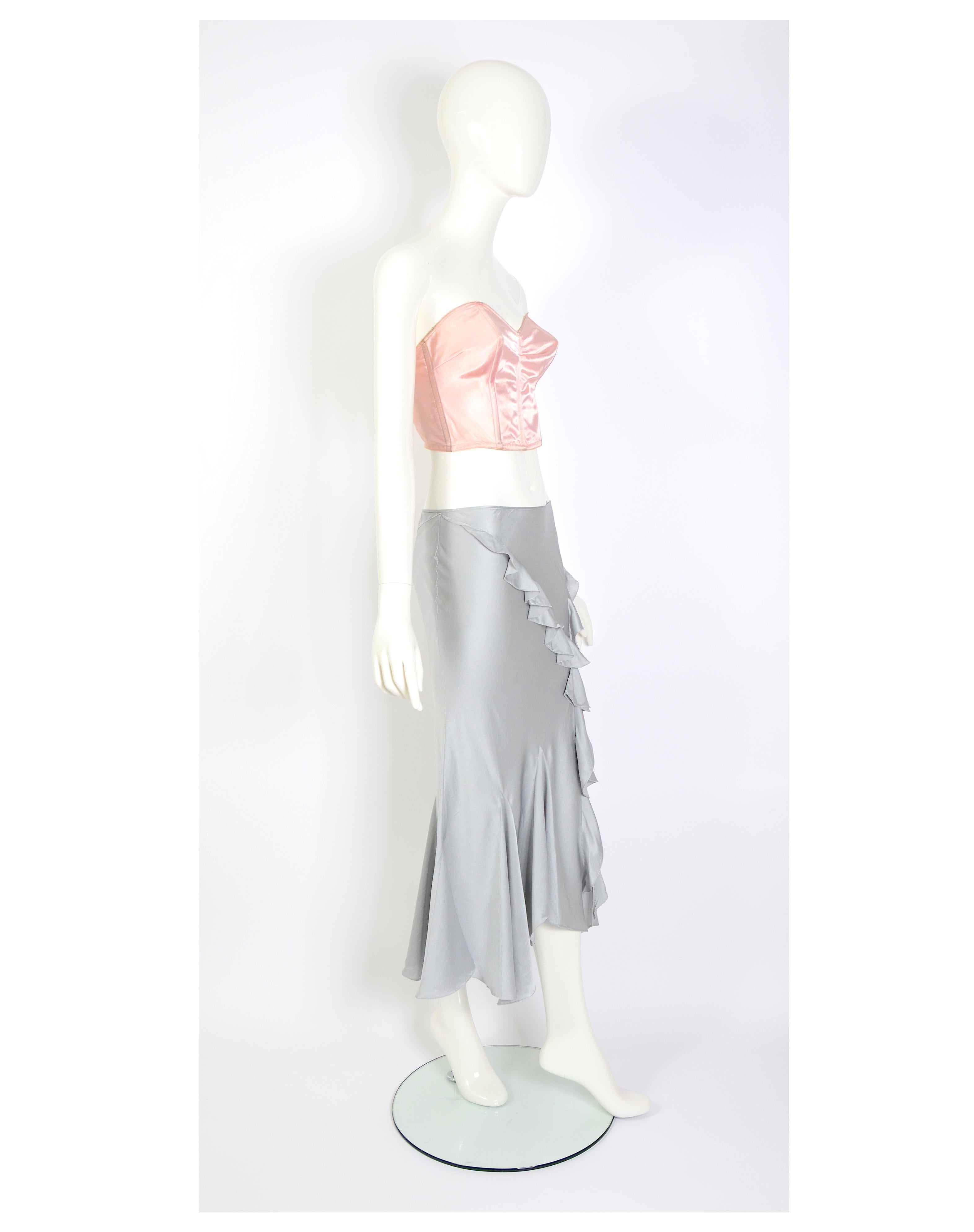 Women's Christian Dior by John Galliano vintage silk ruffled bias cut low waist skirt   For Sale