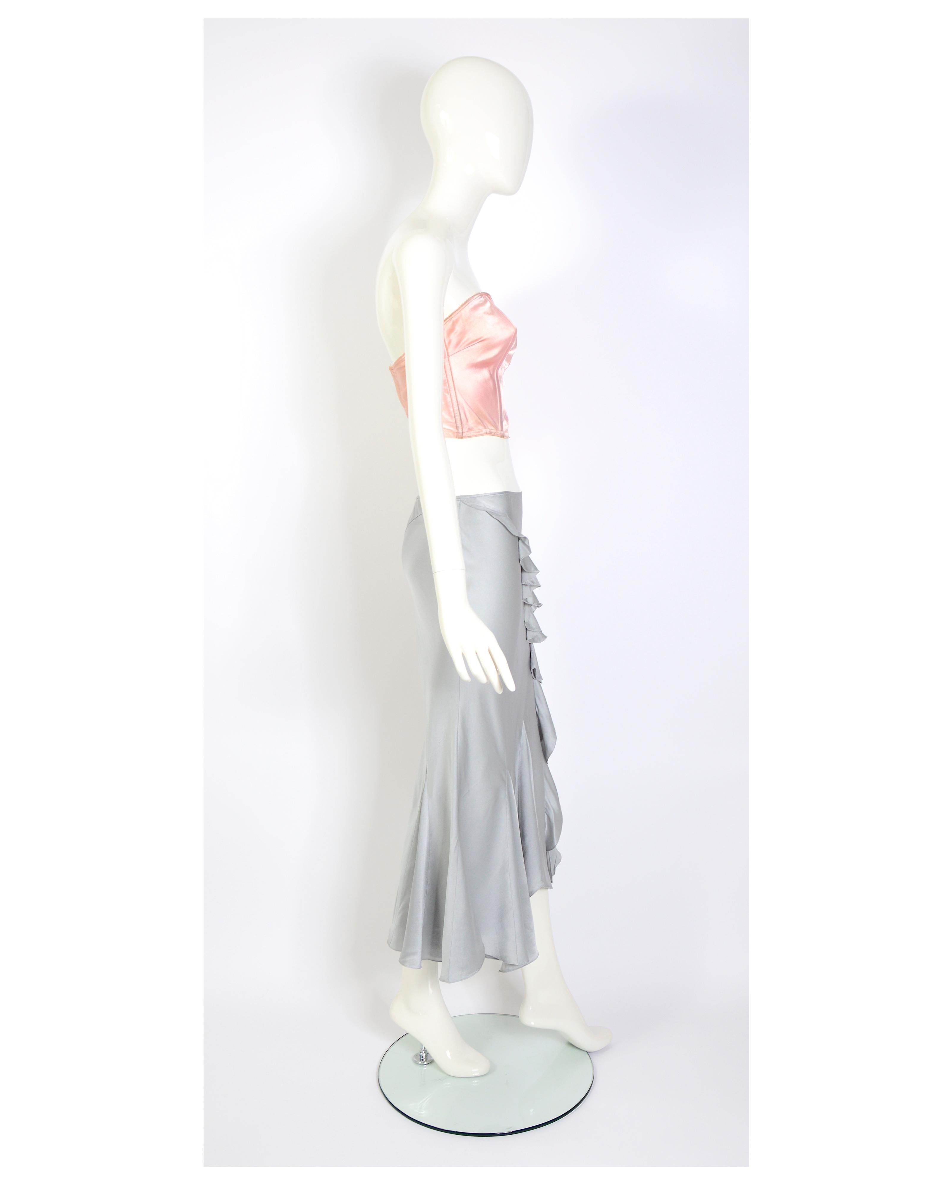 Christian Dior by John Galliano vintage silk ruffled bias cut low waist skirt   For Sale 1