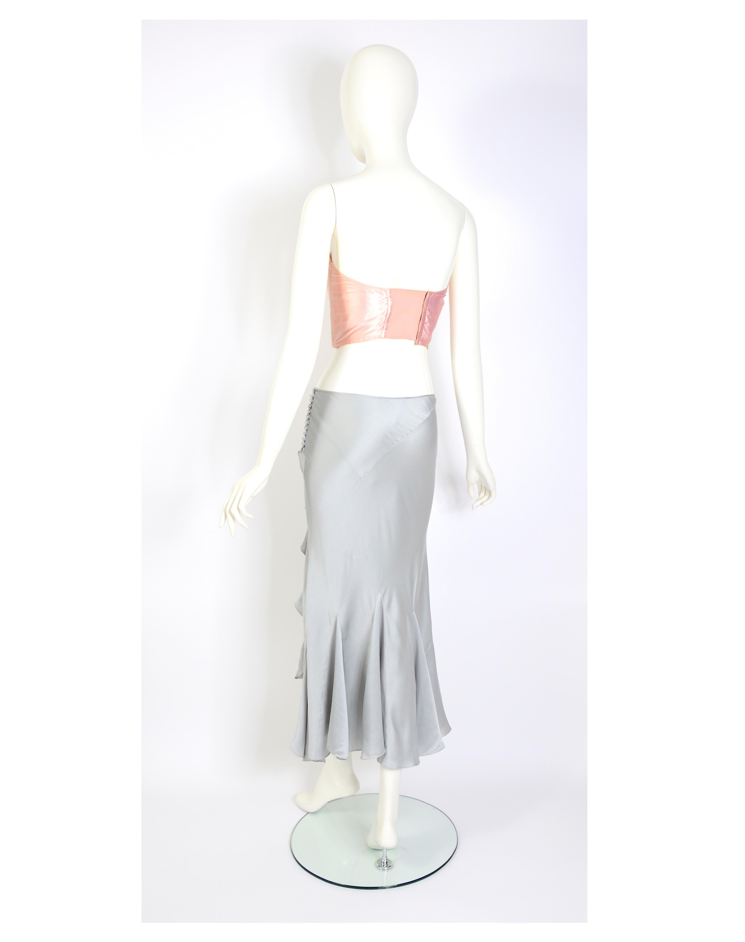 Christian Dior by John Galliano vintage silk ruffled bias cut low waist skirt   For Sale 4