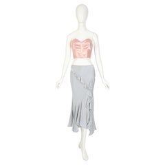 Christian Dior by John Galliano vintage silk ruffled bias cut low waist skirt  