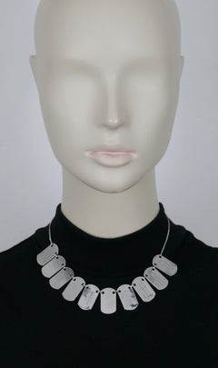 CHRISTIAN DIOR by JOHN GALLIANO Vintage Silver Tone ID Tag New Look Necklace