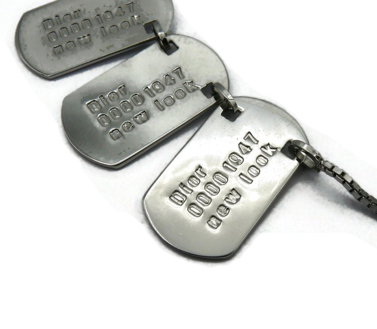 CHRISTIAN DIOR by JOHN GALLIANO Vintage Silver Tone ID Tag New 