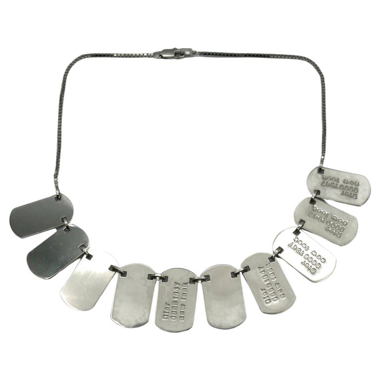 CHRISTIAN DIOR by JOHN GALLIANO Vintage Silver Tone ID Tag New 