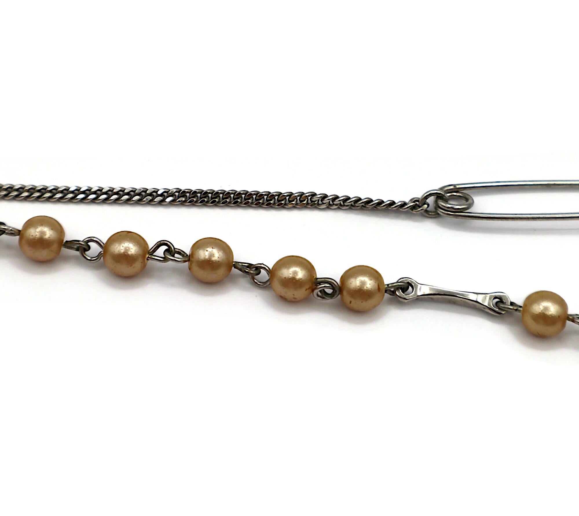 CHRISTIAN DIOR by JOHN GALLIANO Vintage Skull Safety Pin Logo Charm Necklace For Sale 9