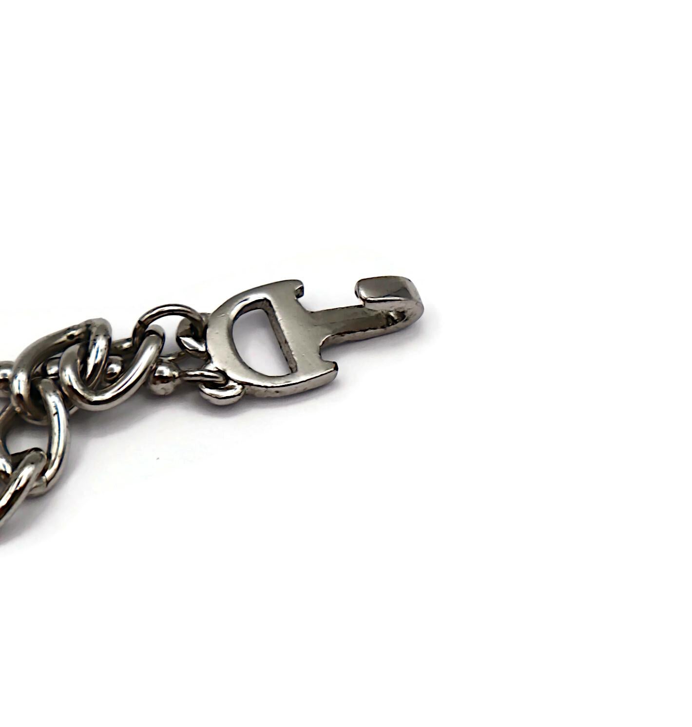 CHRISTIAN DIOR by JOHN GALLIANO Vintage Skull Safety Pin Logo Charm Necklace For Sale 16
