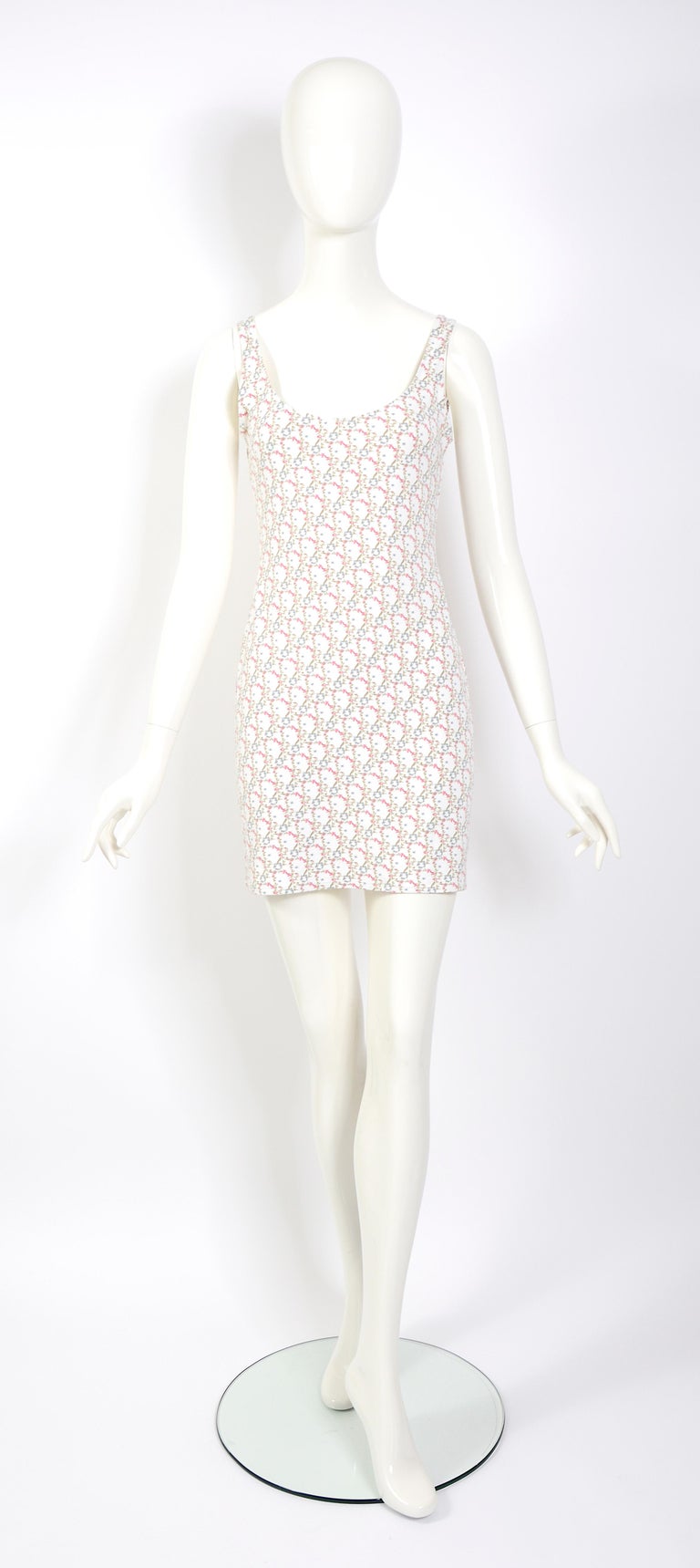 Christian Dior by John Galliano vintage ss 2005 flower logo print cotton dress For Sale at 1stDibs