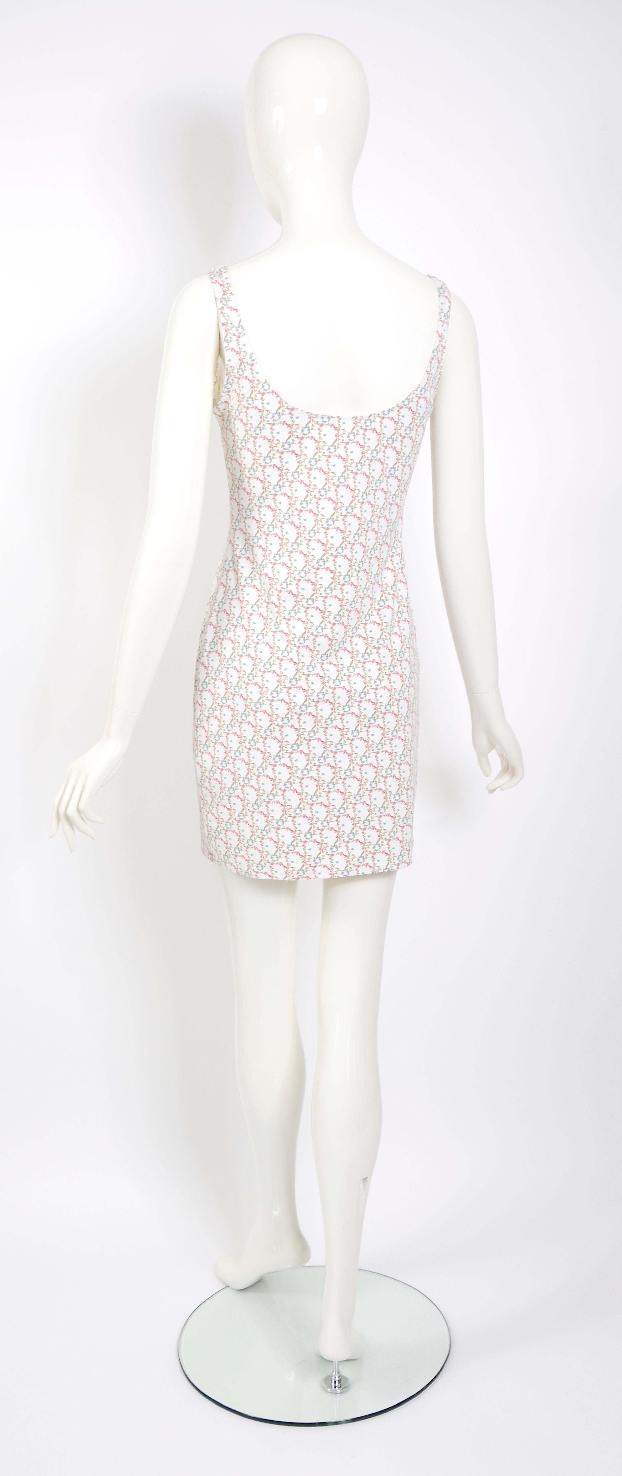 Christian Dior by John Galliano vintage ss 2005 flower logo print cotton dress In Excellent Condition In Antwerpen, Vlaams Gewest