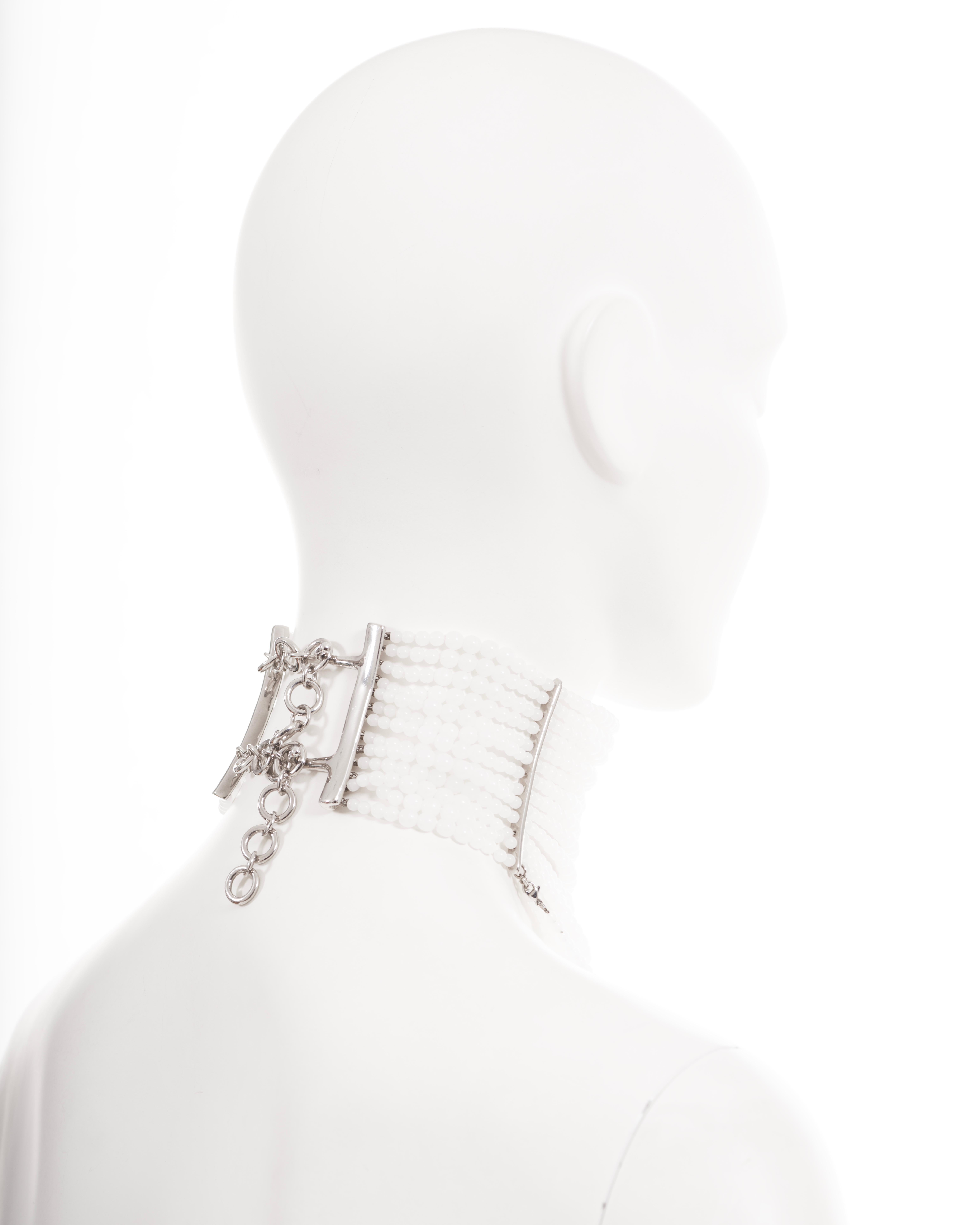 Christian Dior by John Galliano white beaded Masai choker necklace, fw 1998 7