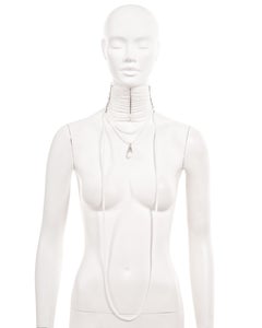 Christian Dior by John Galliano white beaded Masai choker necklace, fw 1998