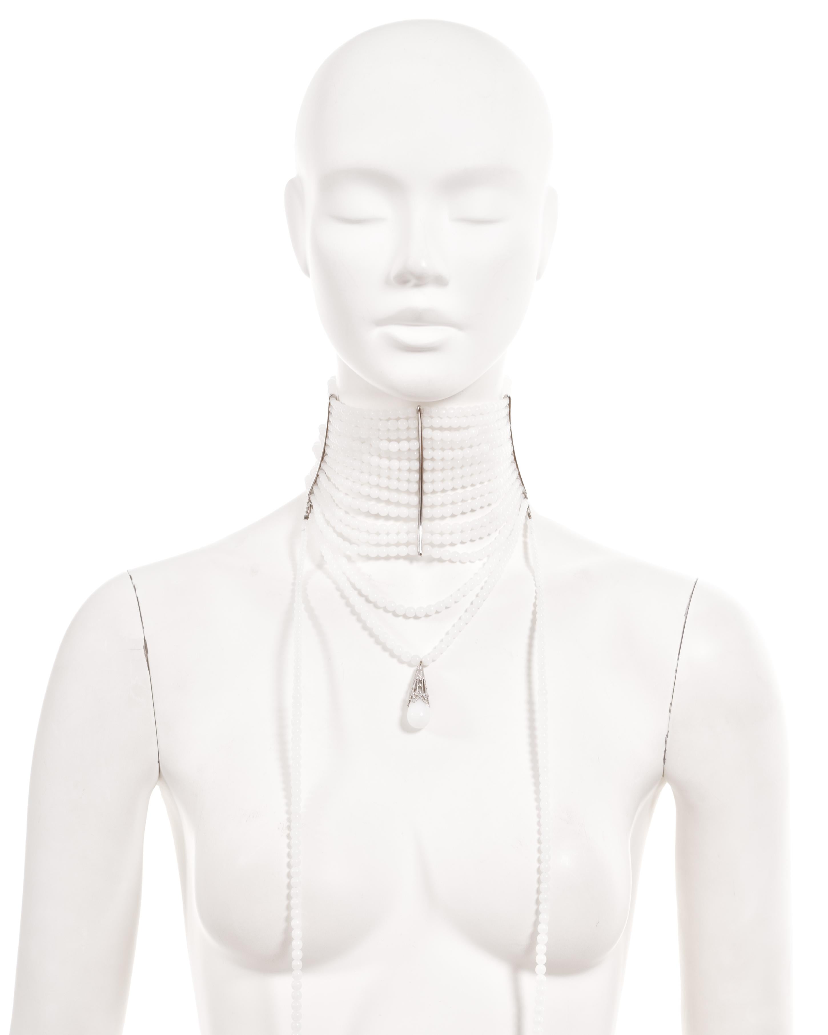 Christian Dior by John Galliano white beaded Masai choker necklace, fw 1998 In Excellent Condition In London, GB