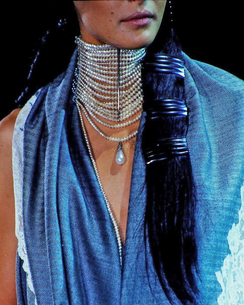 Christian Dior by John Galliano white beaded Masai choker necklace, fw 1998 1