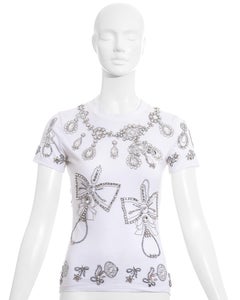 Christian Dior by John Galliano white cotton jewelled t-shirt, fw 2002
