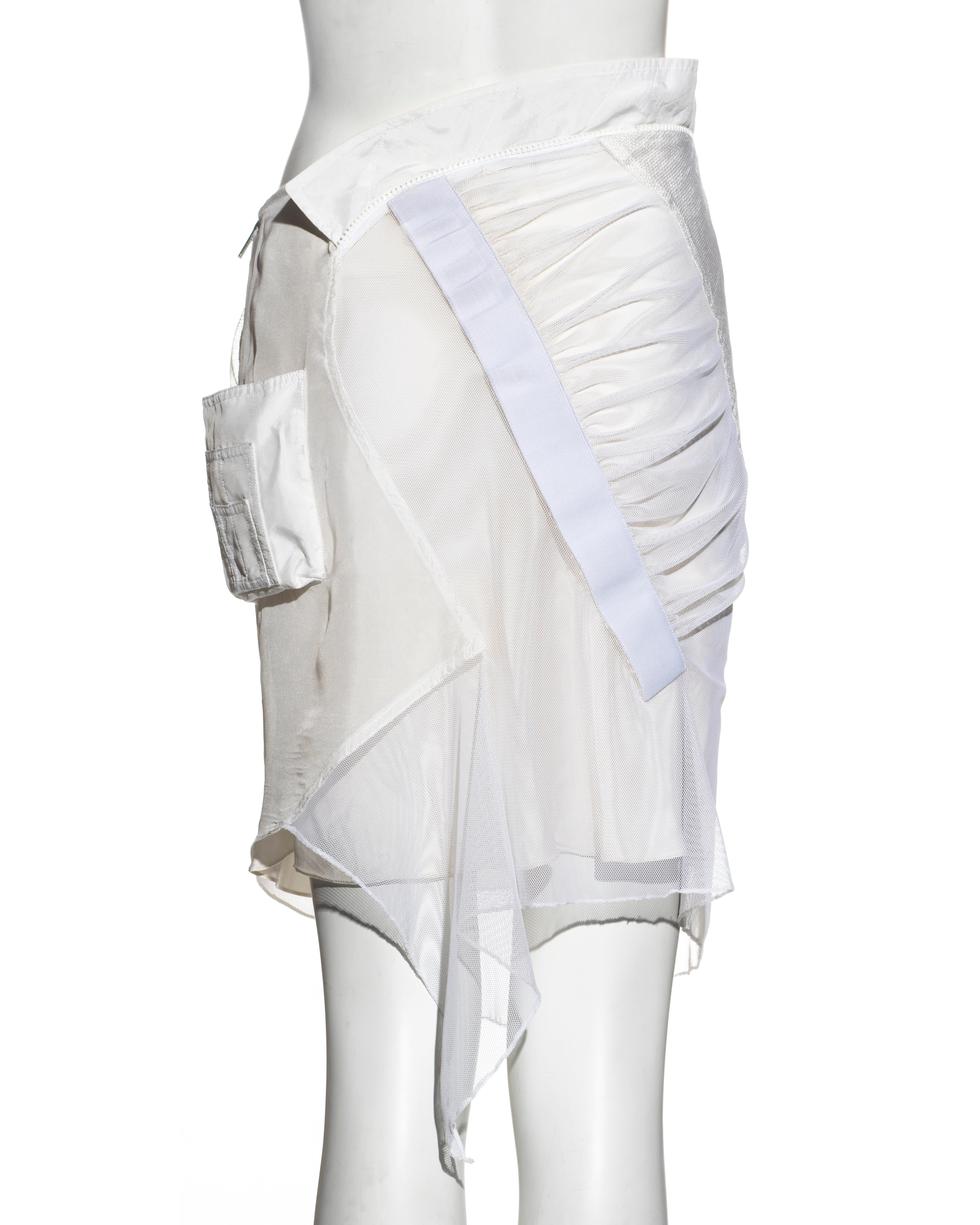 Christian Dior by John Galliano white mesh and silk deconstructed skirt,  ss 2002 4