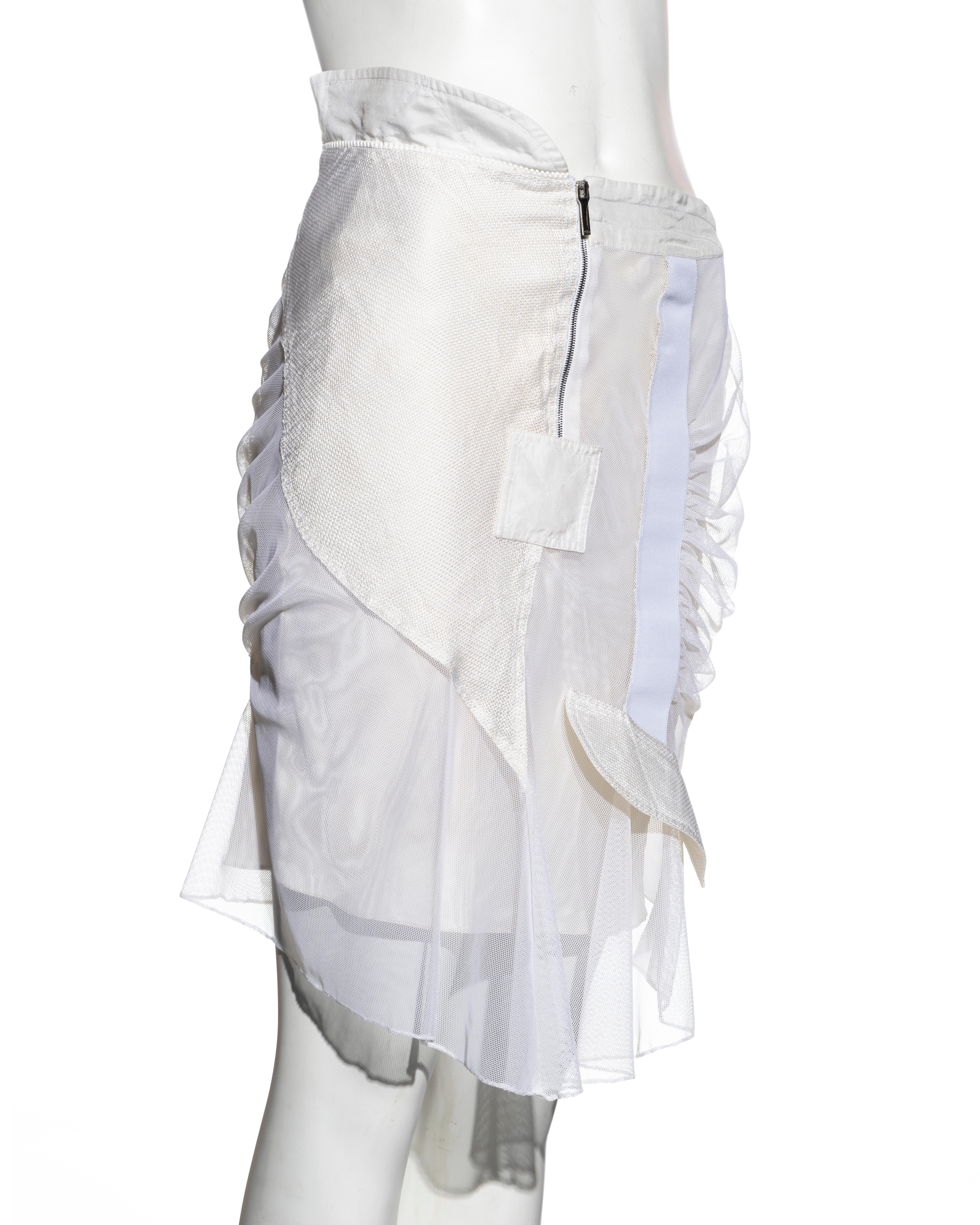 Gray Christian Dior by John Galliano white mesh and silk deconstructed skirt,  ss 2002