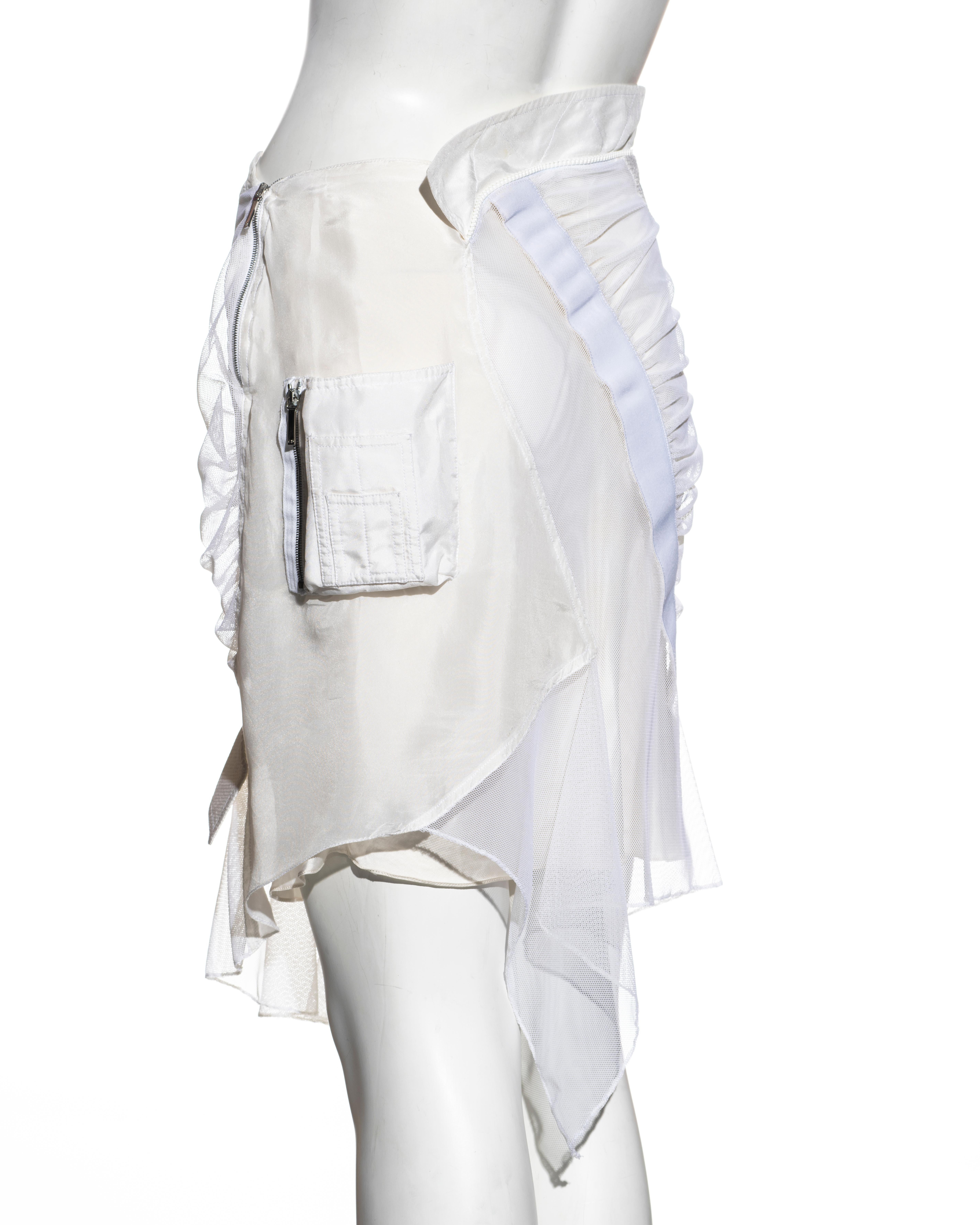 Christian Dior by John Galliano white mesh and silk deconstructed skirt,  ss 2002 1