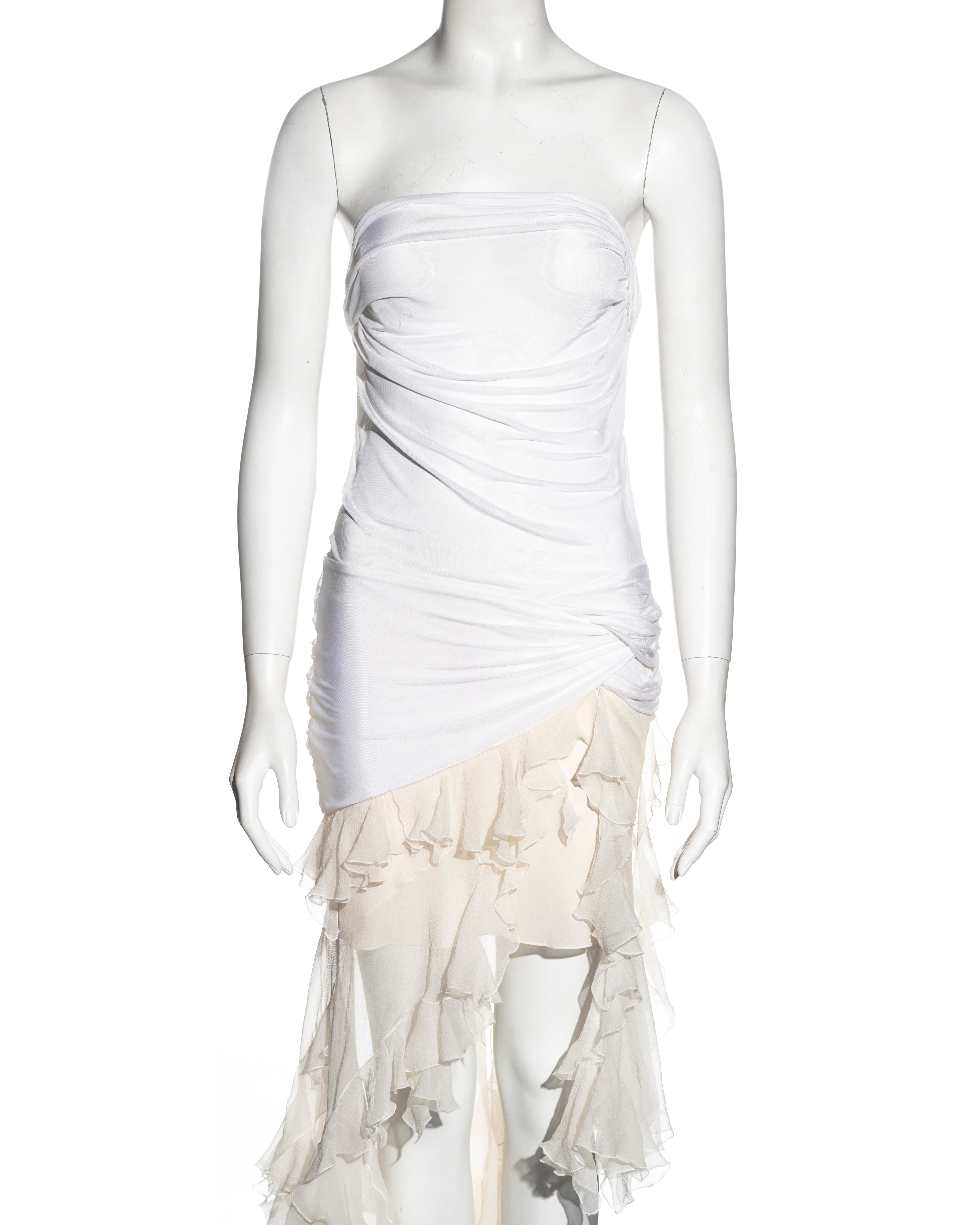Gray Christian Dior by John Galliano white silk strapless dress, ss 2004