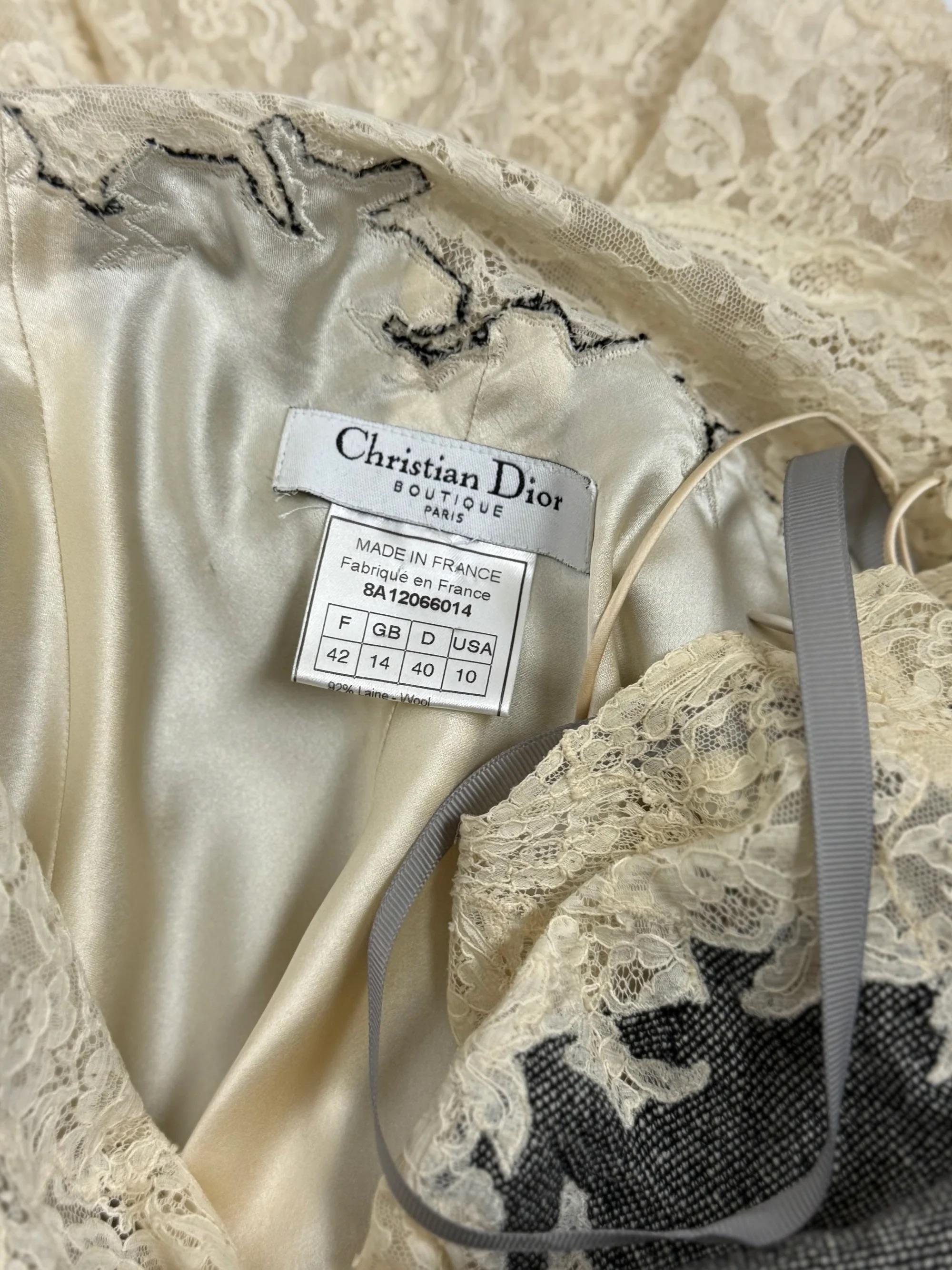 Christian Dior for John Galliano Slip Dress Ensemble aus Wolle und Spitze, FW 1998 im Angebot 10