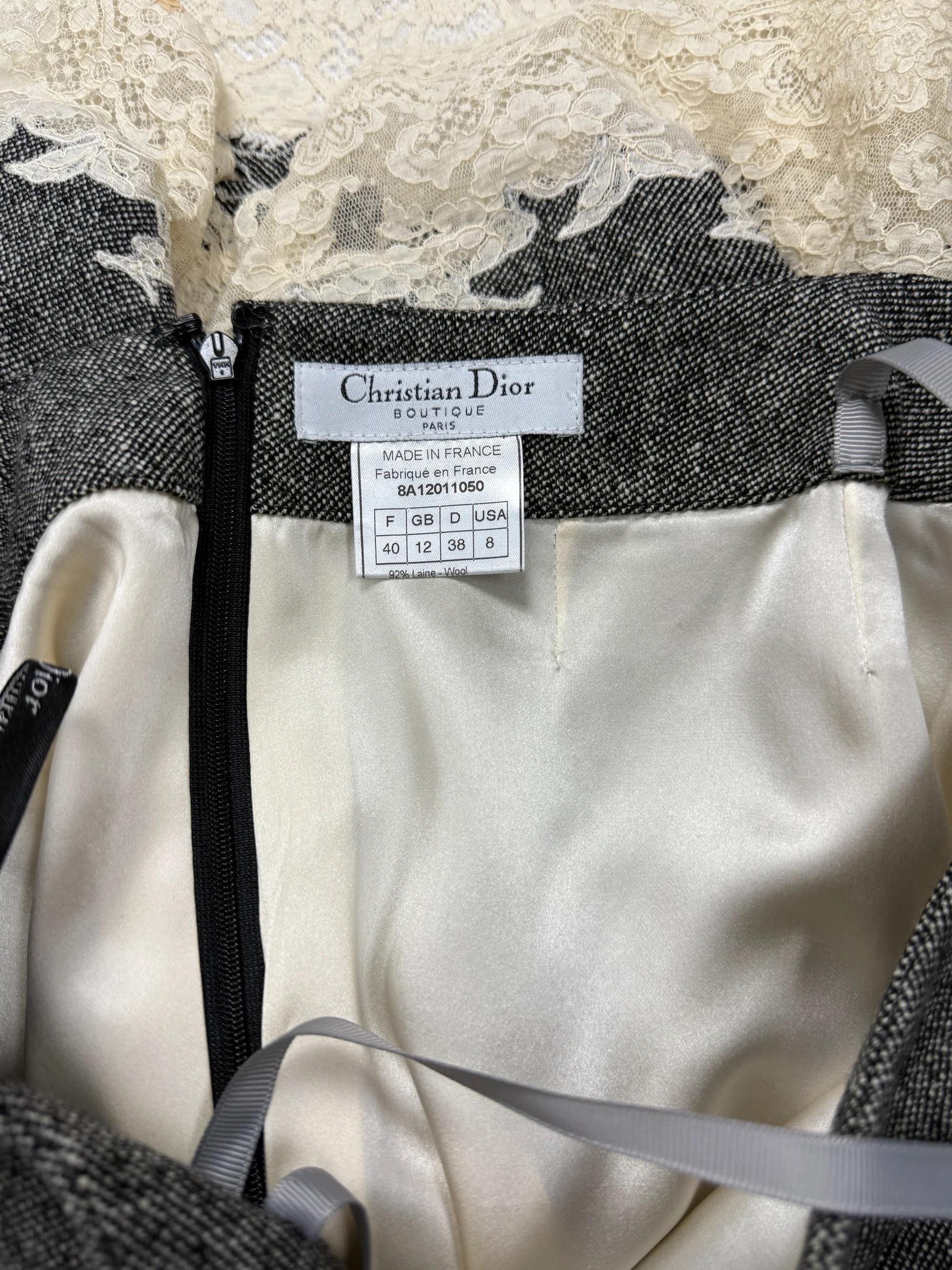 Christian Dior for John Galliano Slip Dress Ensemble aus Wolle und Spitze, FW 1998 im Angebot 12