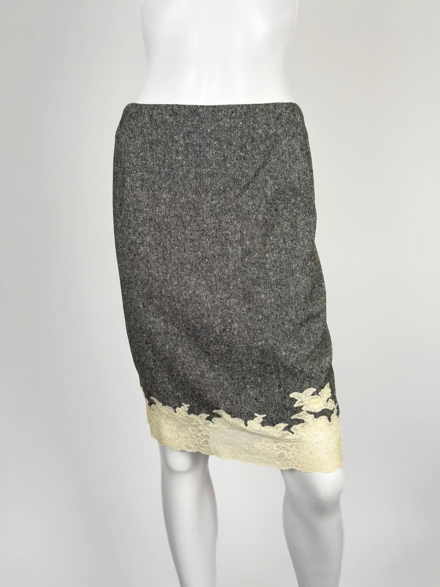 Christian Dior for John Galliano Slip Dress Ensemble aus Wolle und Spitze, FW 1998 Damen im Angebot