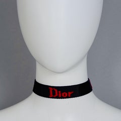 CHRISTIAN DIOR for Christian Dior Y2K Collana con cinturino in nylon con logo nero