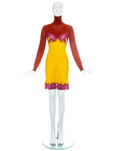 Christian Dior by John Galliano yellow and pink lace slip dress, fw 1998