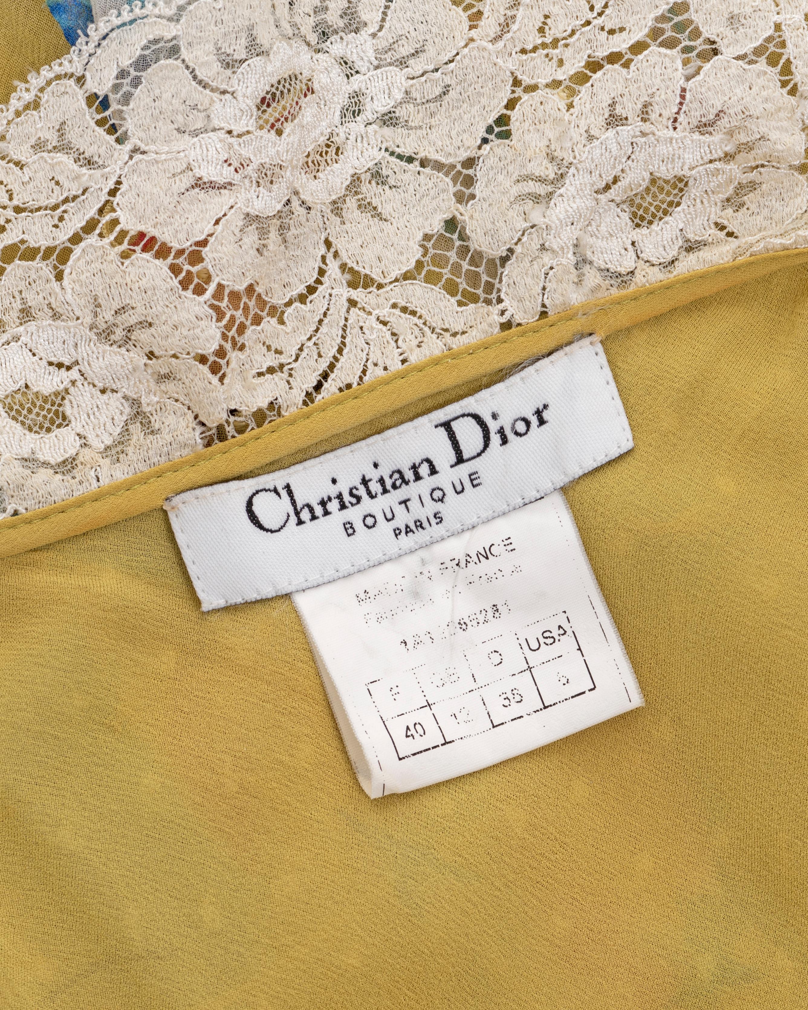 Christian Dior by John Galliano yellow floral silk evening dress, fw 2001 12