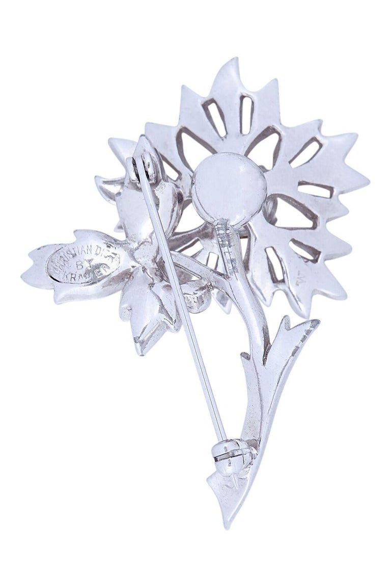 Christian Dior By Kramer 1950s Spring Set Diamante Floral Spray Brooch