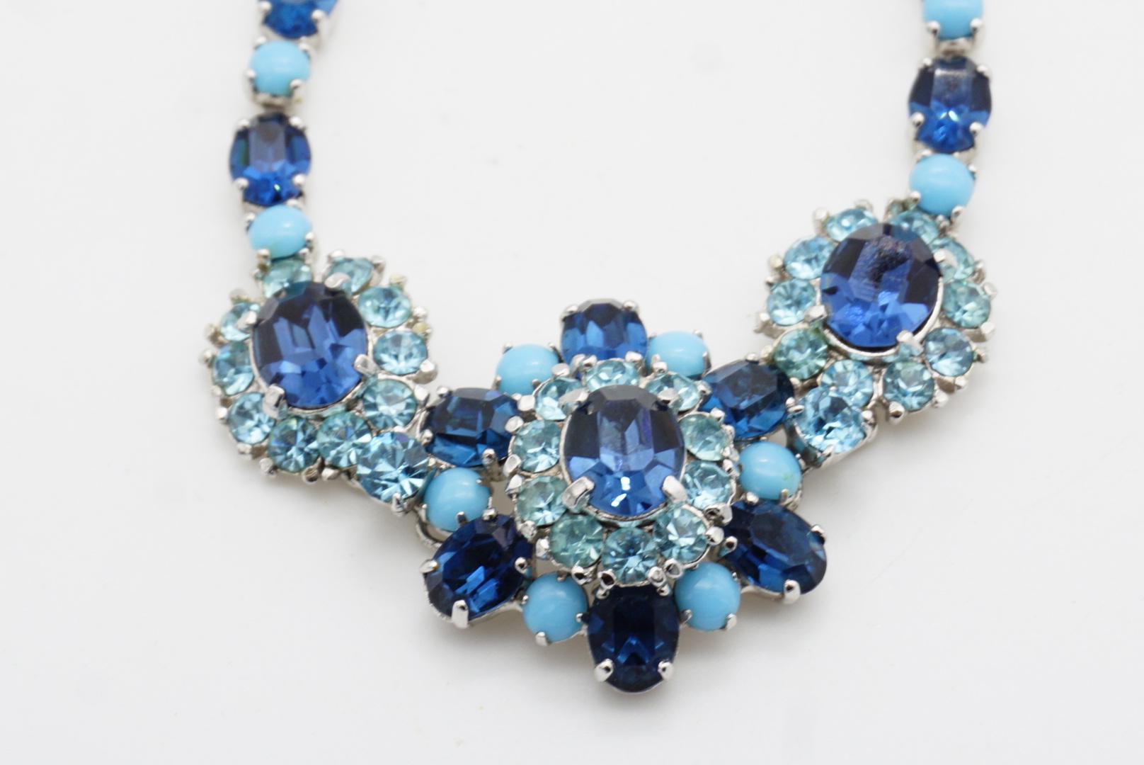 Christian Dior by Mitchel Maer 1950s Sapphire Aqua Cabochon Crystals Bracelet For Sale 6