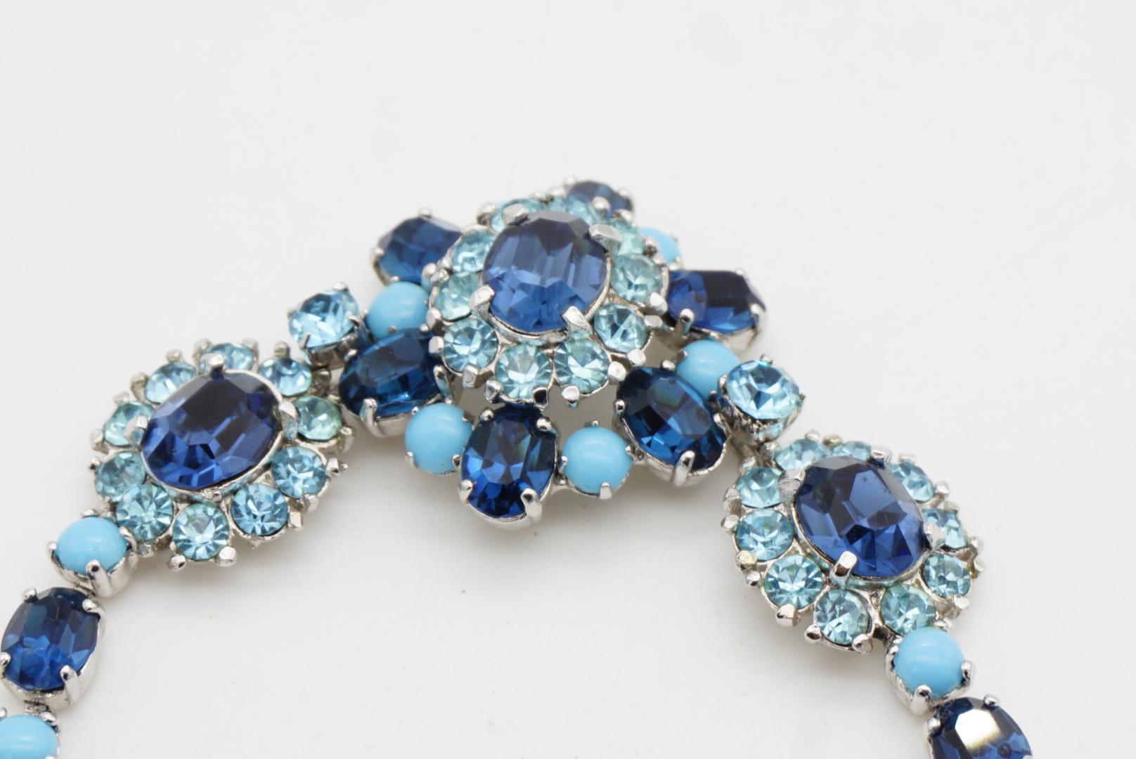 Christian Dior by Mitchel Maer Pulsera de cristales de cabujón de zafiro y aguamarina de los años 50 en venta 7