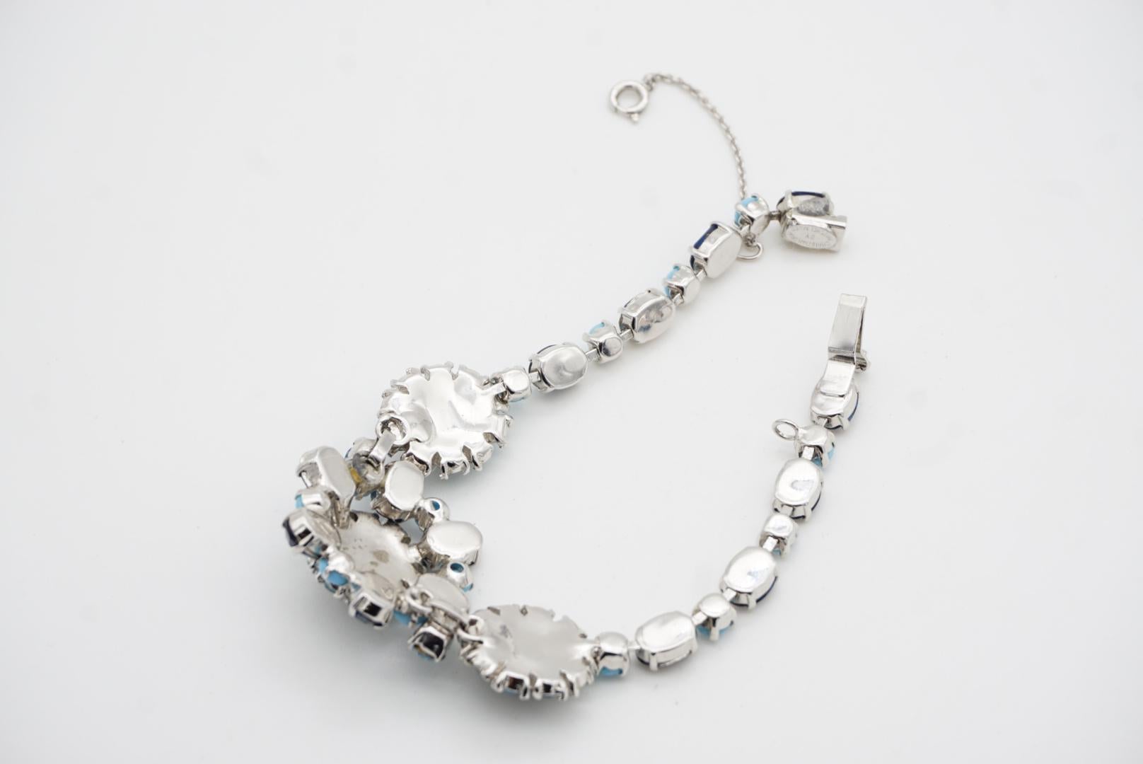 Christian Dior by Mitchel Maer 1950s Sapphire Aqua Cabochon Crystals Bracelet For Sale 9