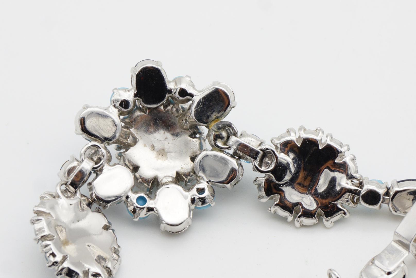 Christian Dior by Mitchel Maer 1950s Sapphire Aqua Cabochon Crystals Bracelet For Sale 10