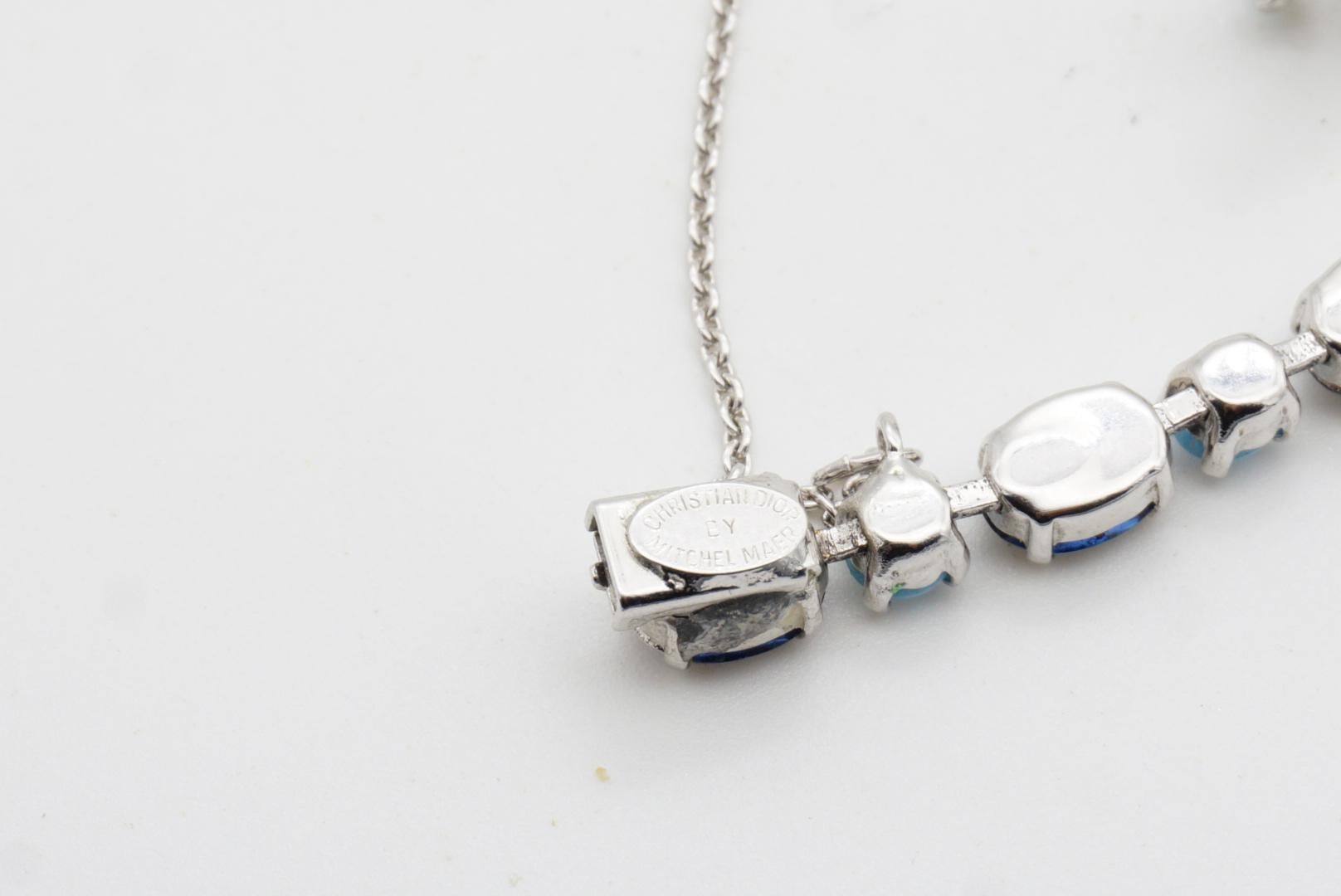 Christian Dior by Mitchel Maer Pulsera de cristales de cabujón de zafiro y aguamarina de los años 50 en venta 11