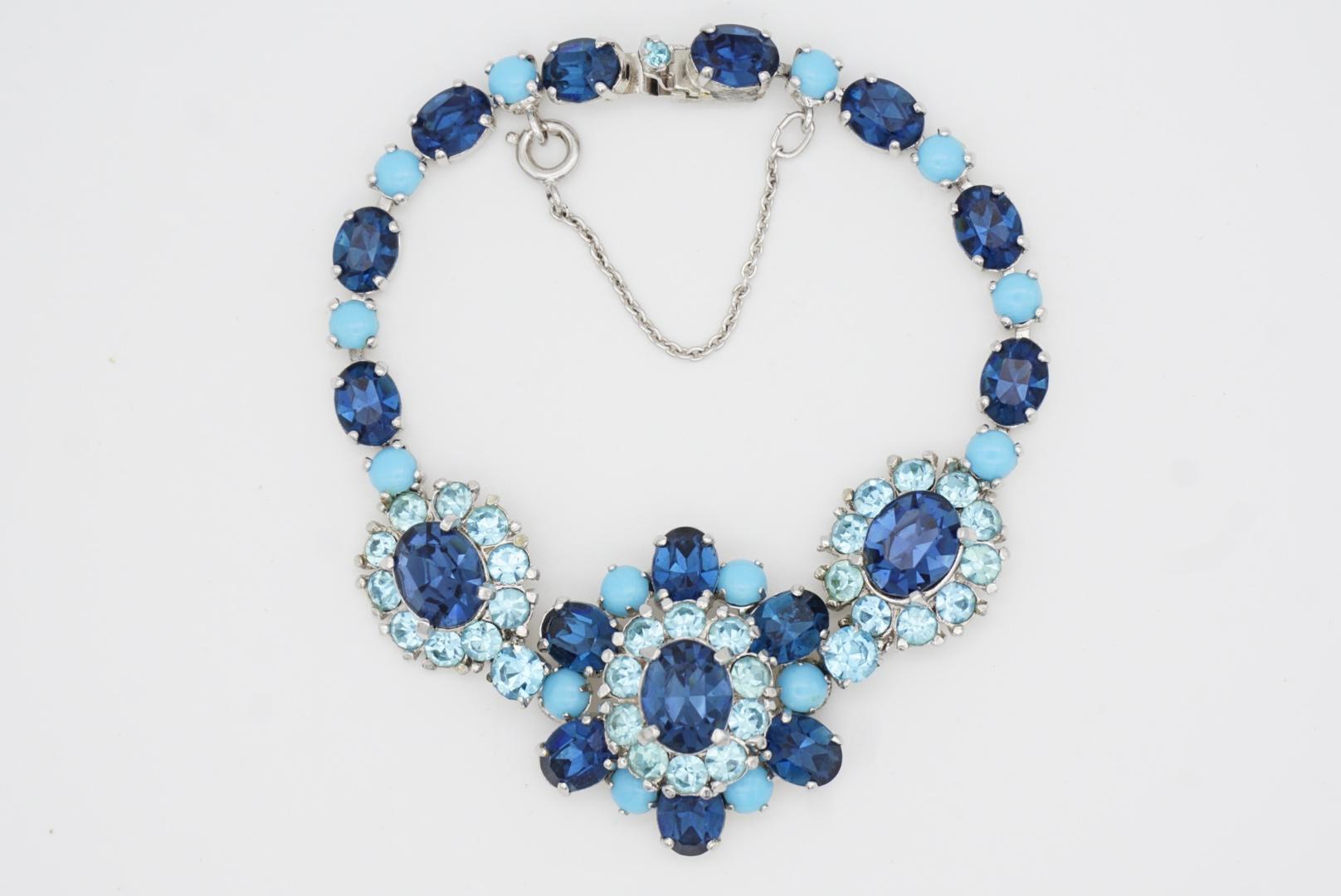 Christian Dior by Mitchel Maer 1950s Sapphire Aqua Cabochon Crystals Bracelet For Sale 4
