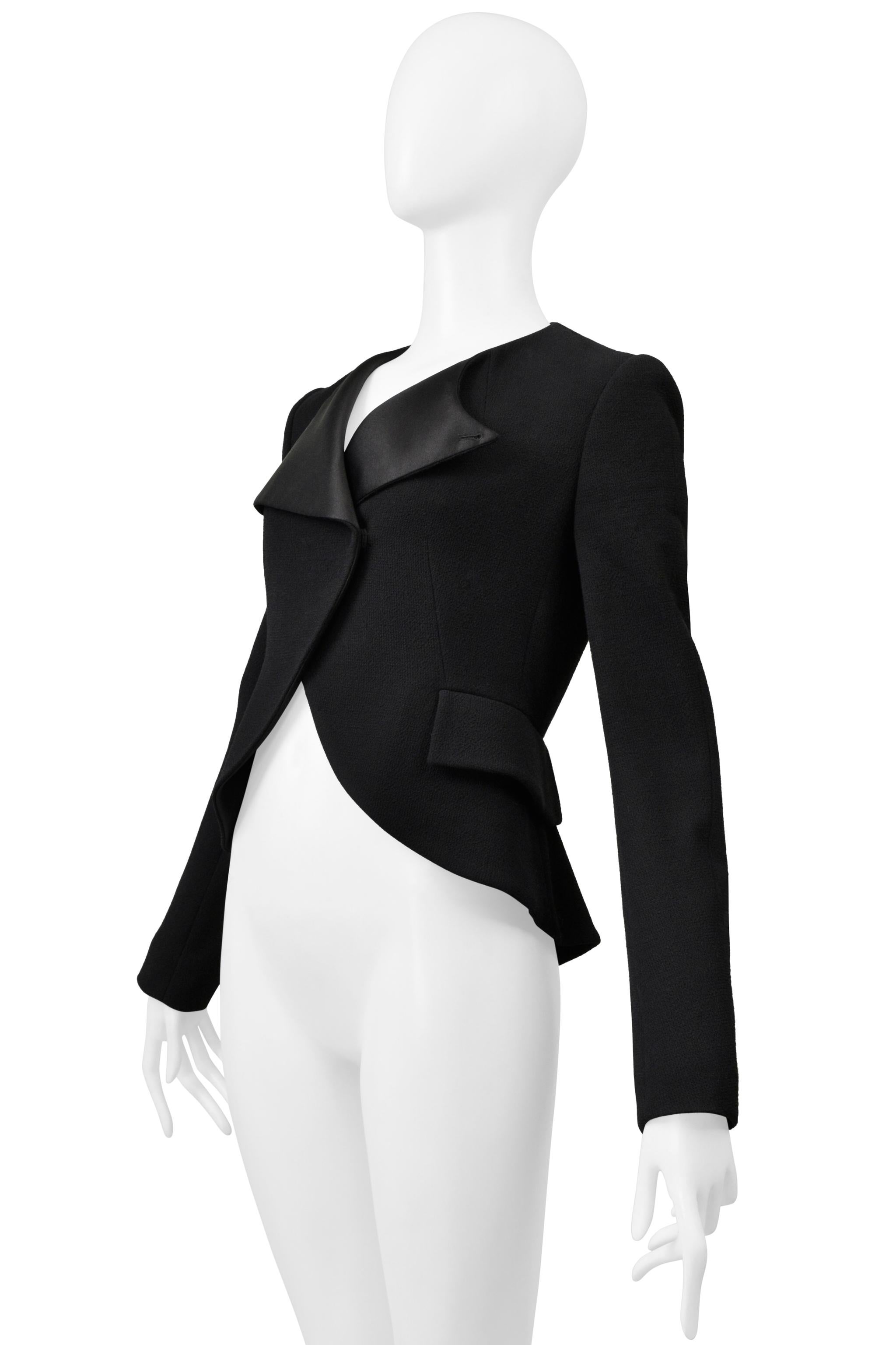 Nero Christian Dior For Raf Simons Giacca da smoking nera con revers in raso in vendita