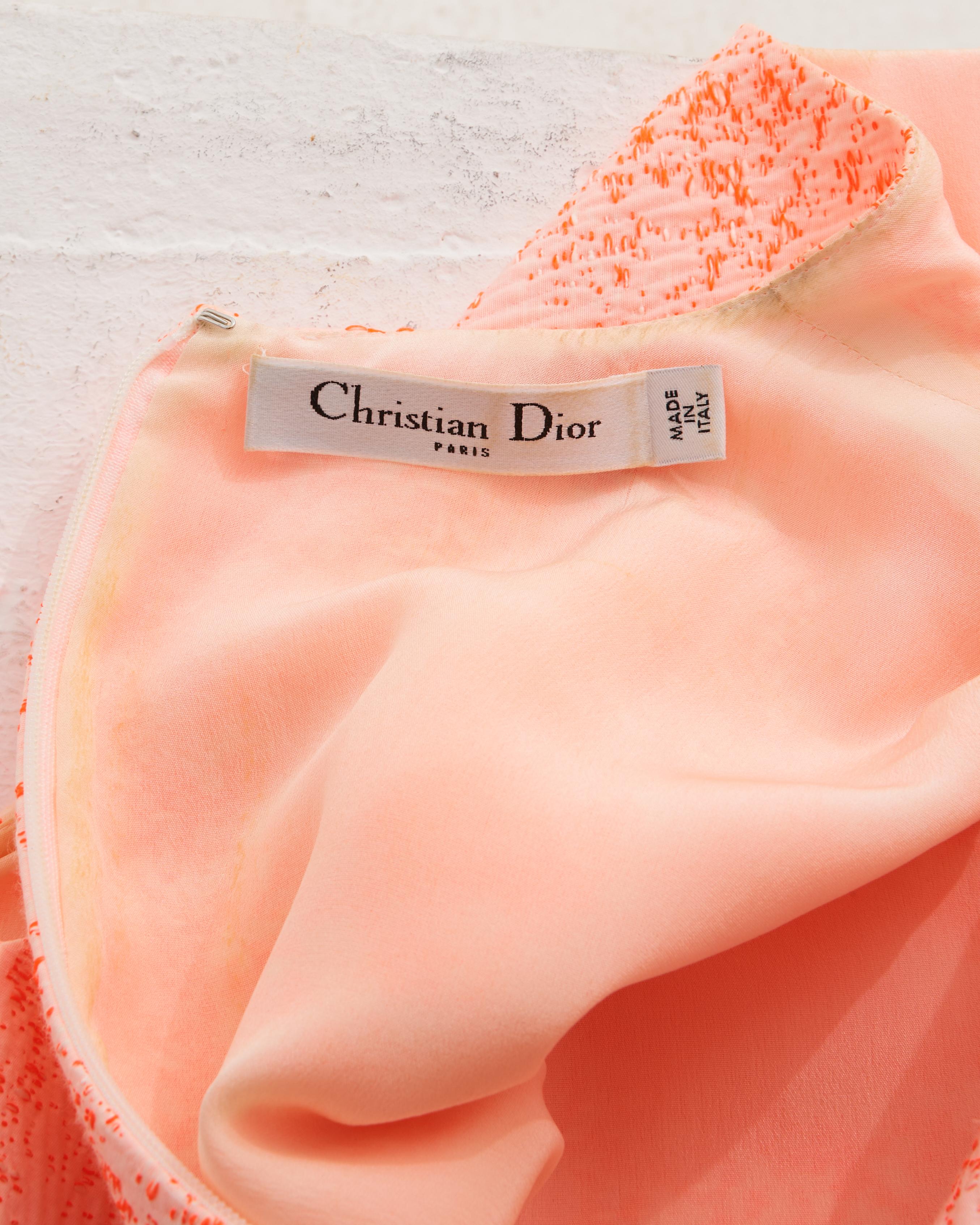 Christian Dior by Raf Simons Cruise 2014 Pink Boucle Asymmetric Dress in vendita 2