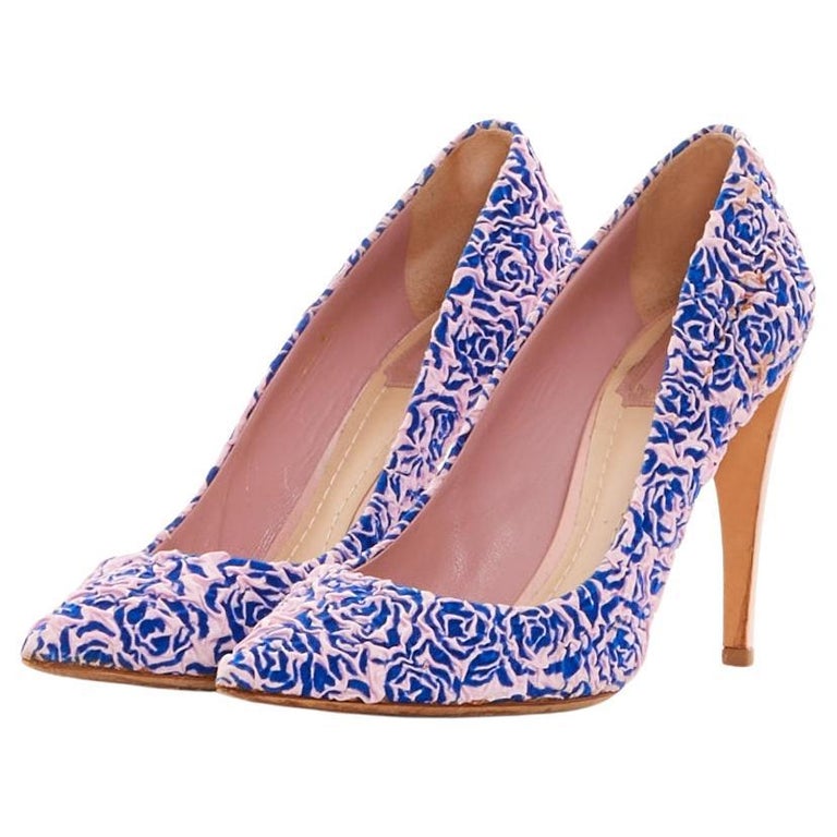 Christian Dior by Raf Simons Pink and Blue Floral Pump For Sale at