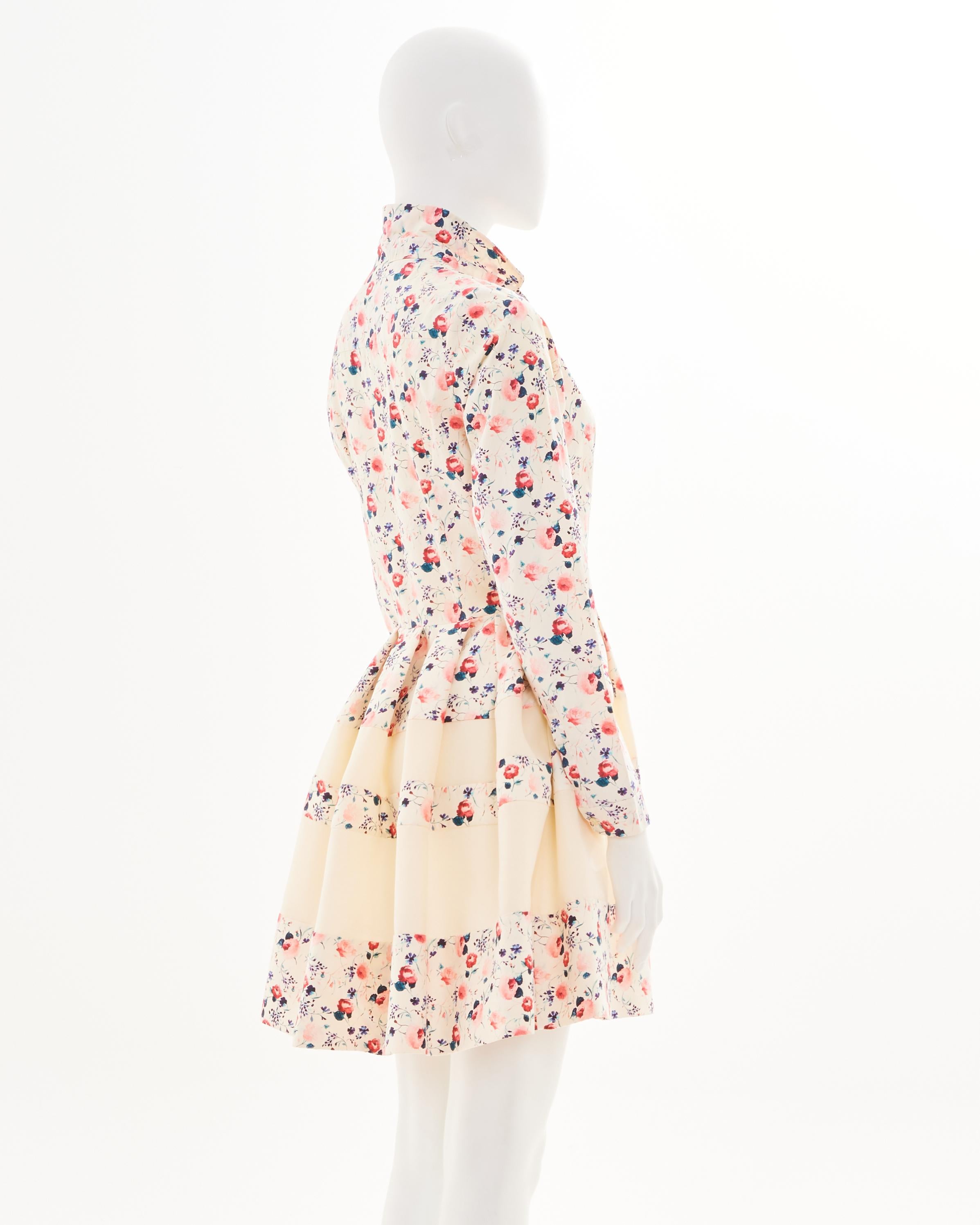 Christian Dior by Raf Simons Resort 2013 White Flowers Longsleeve Dress In condizioni ottime in vendita a Milano, IT