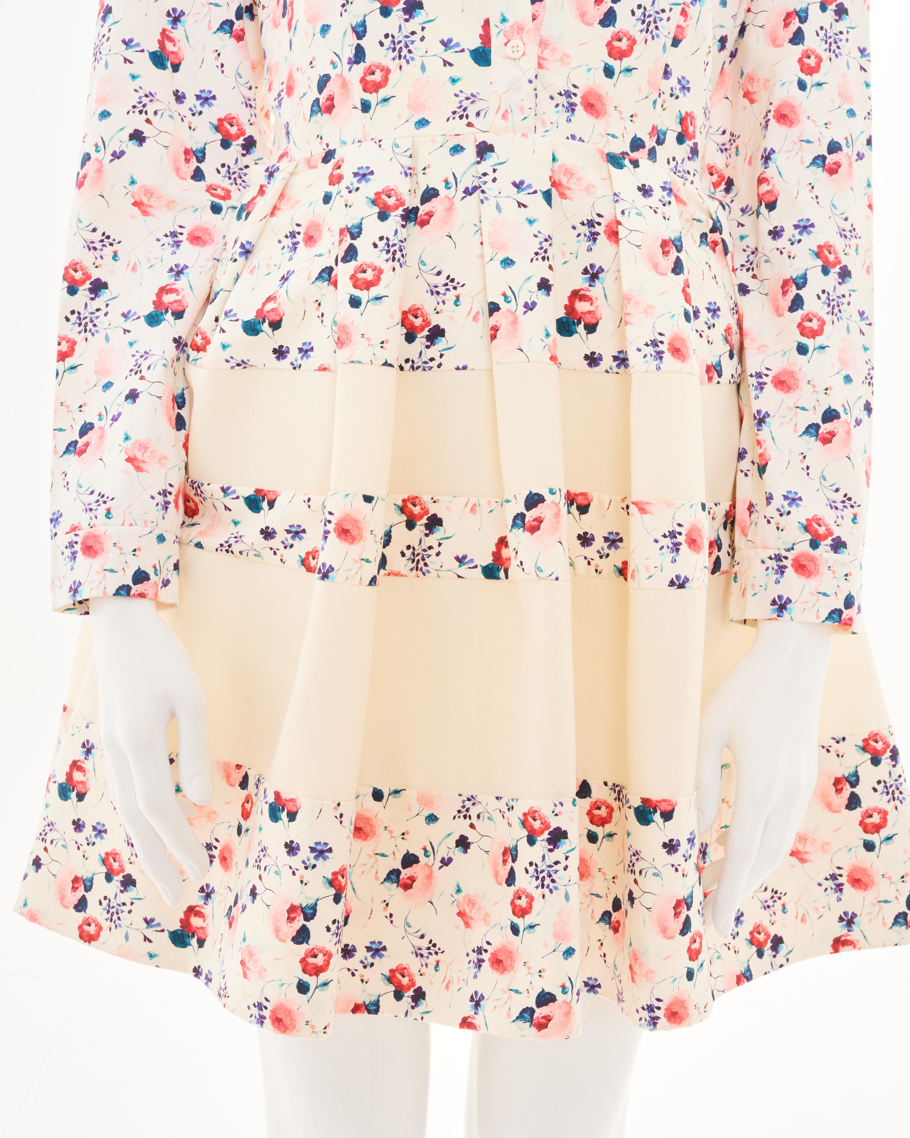 Donna Christian Dior by Raf Simons Resort 2013 White Flowers Longsleeve Dress in vendita