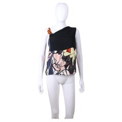 Christian Dior by Raf Simons Resort 2015 Multicolor Floral Paint Silk Top
