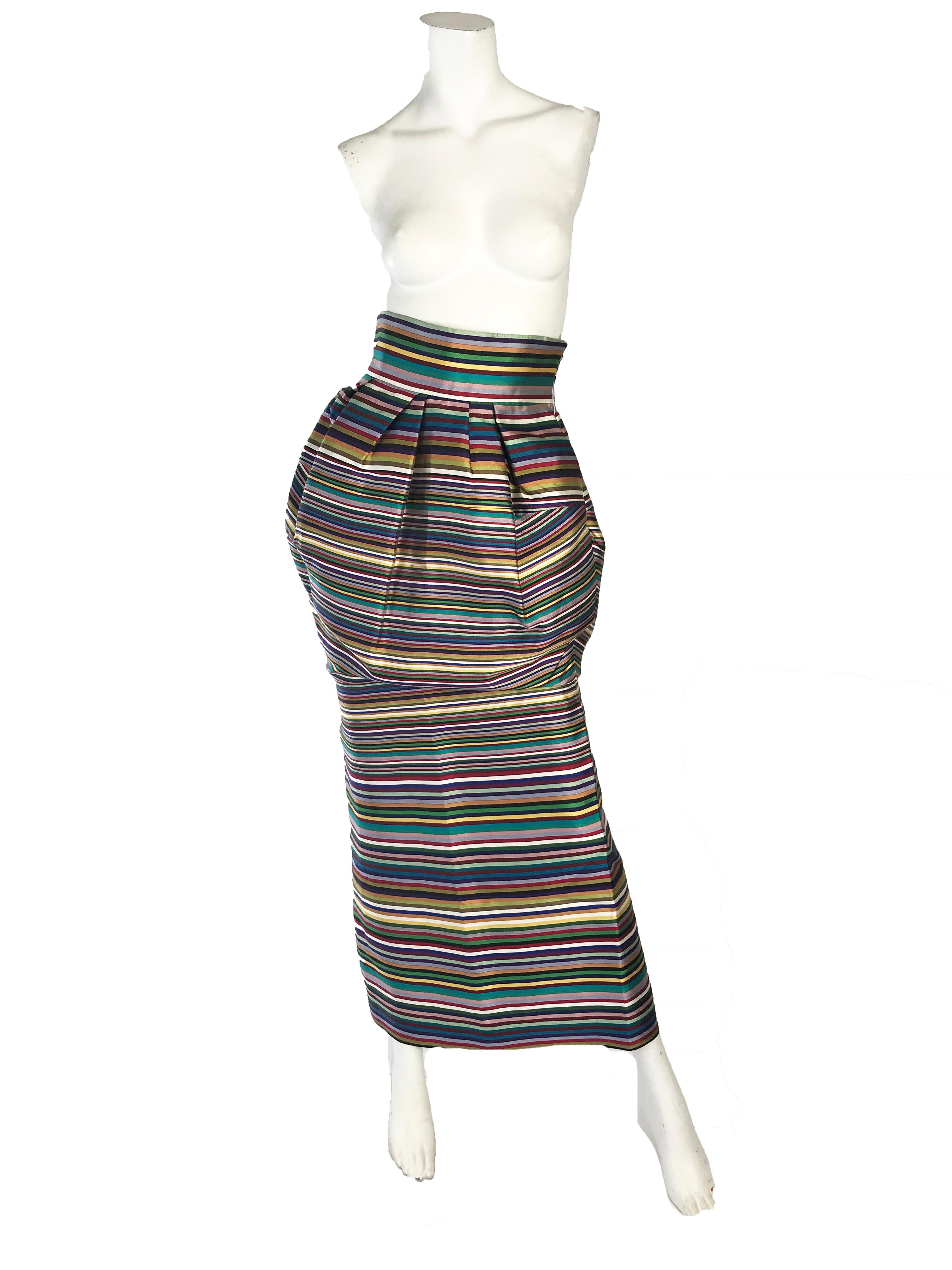 Christian Dior by Raf Simons Silk Striped Skirt at 1stDibs | raf simons ...