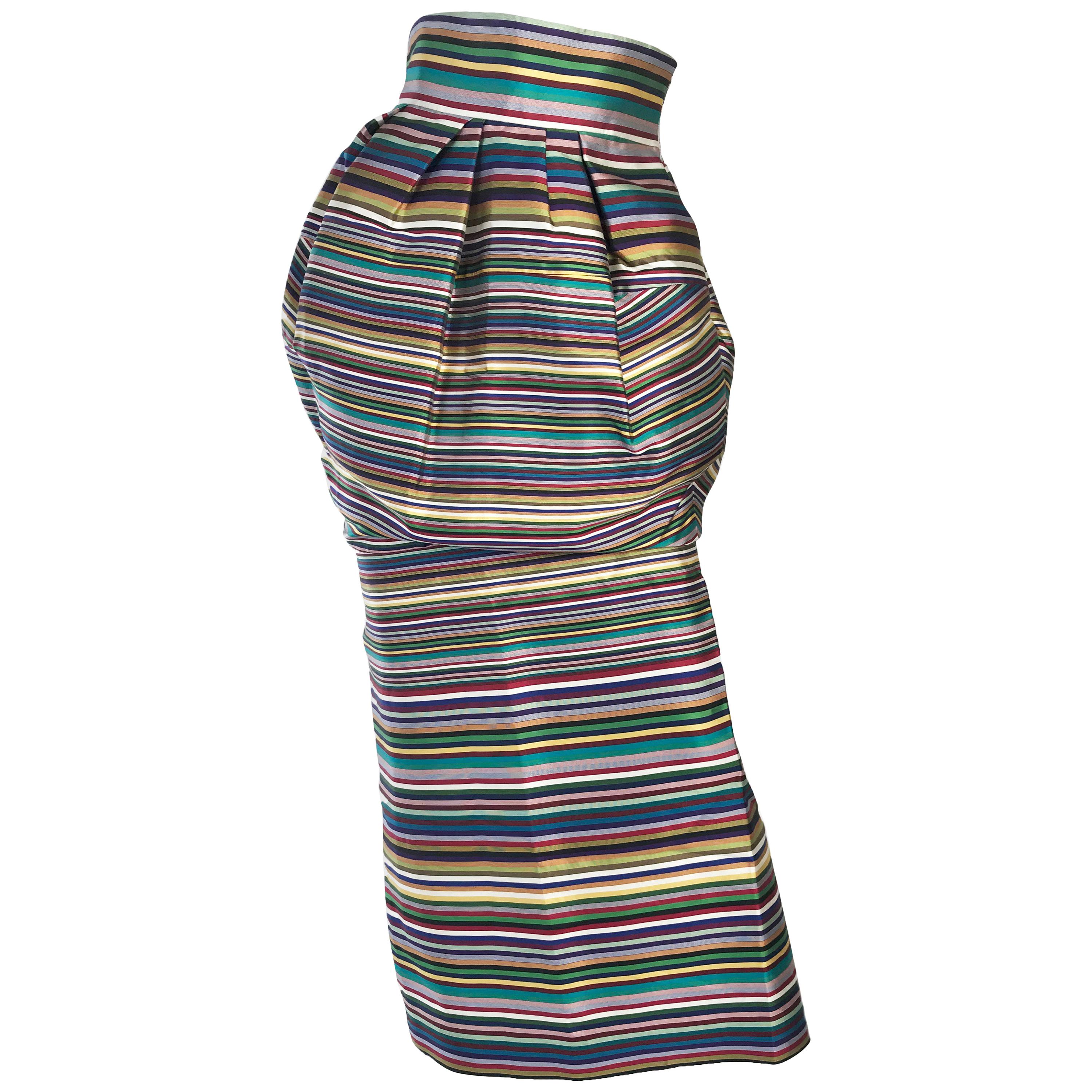 Christian Dior by Raf Simons Silk Striped Skirt 